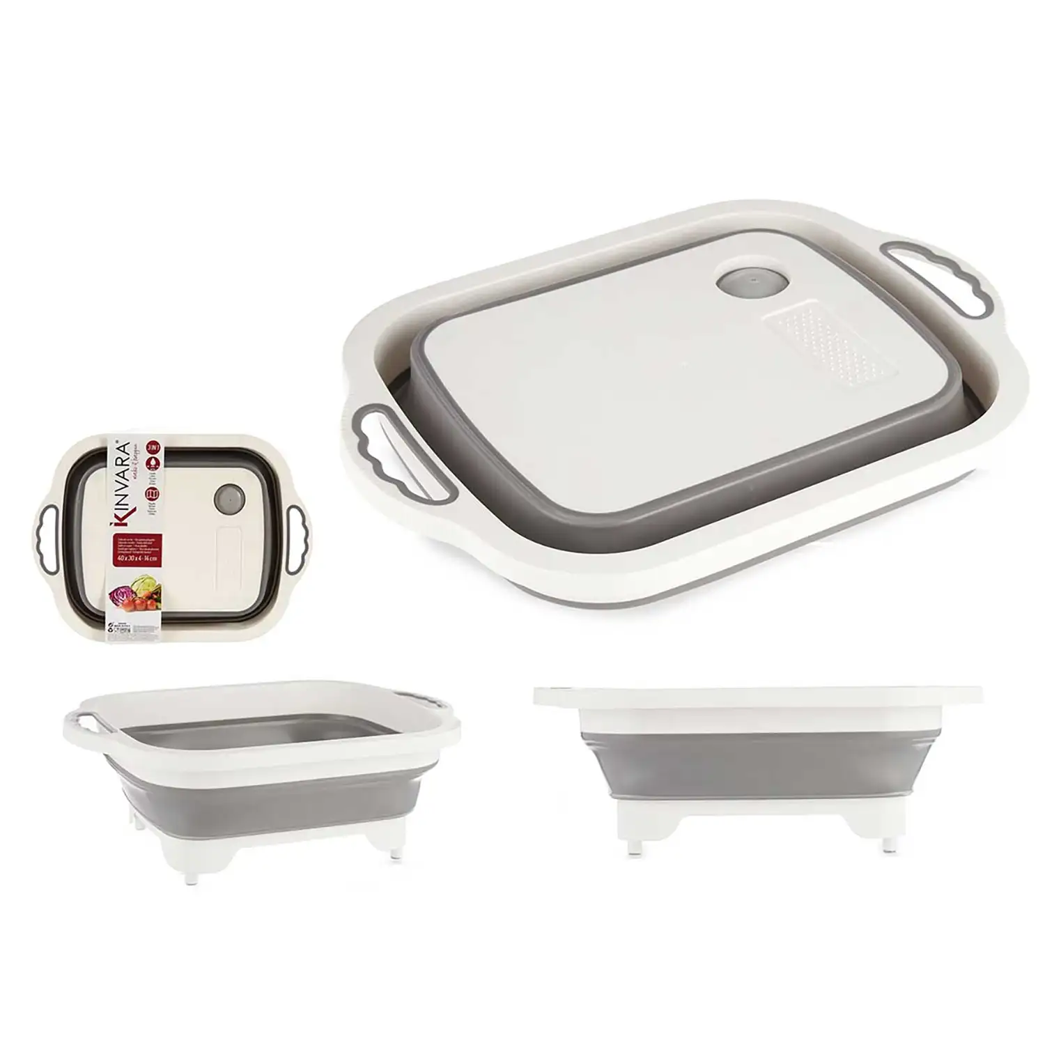 Tabla de cortar plegable con colador.