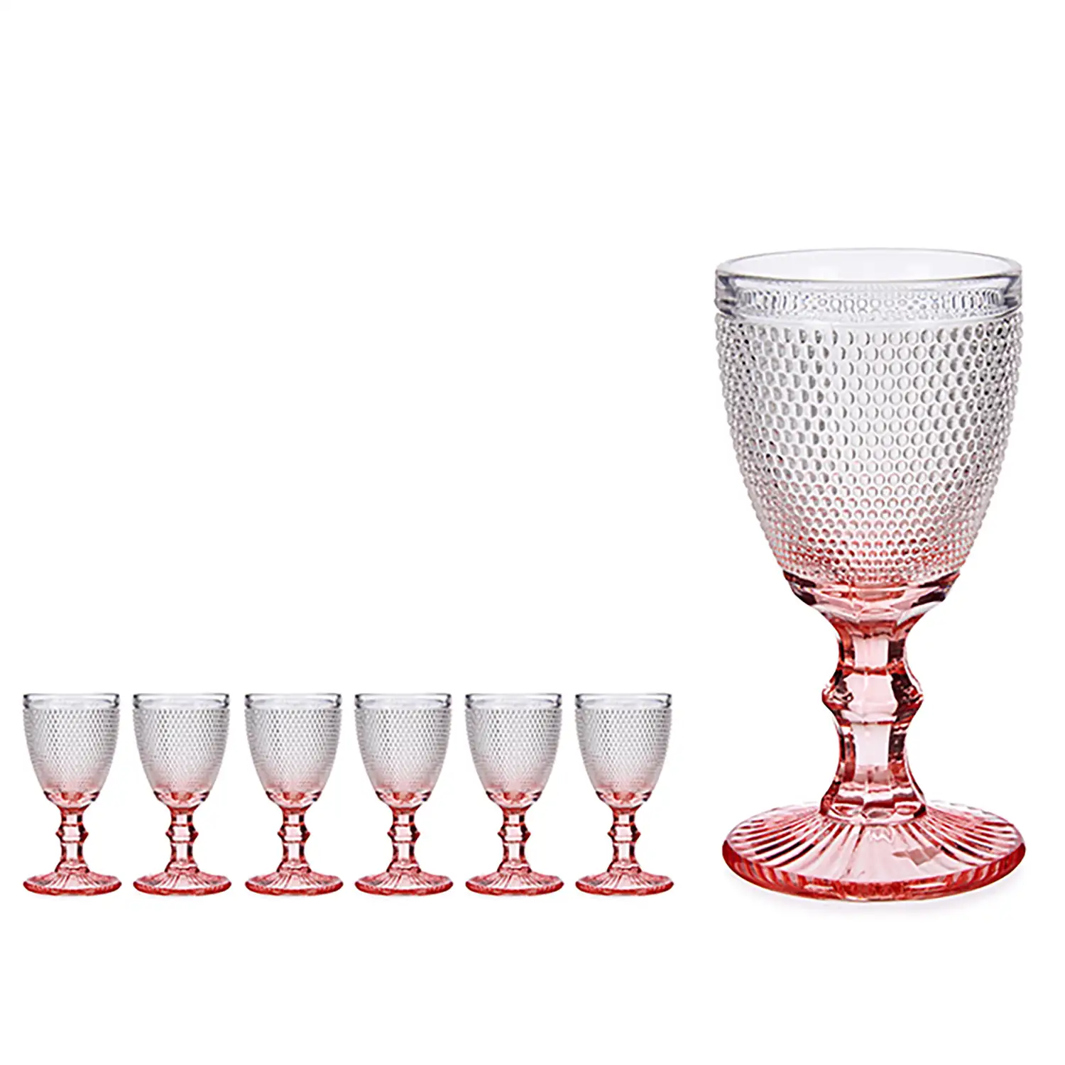 SET 6 COPAS PUNTOS AGUA PIE ROSA. 240ml