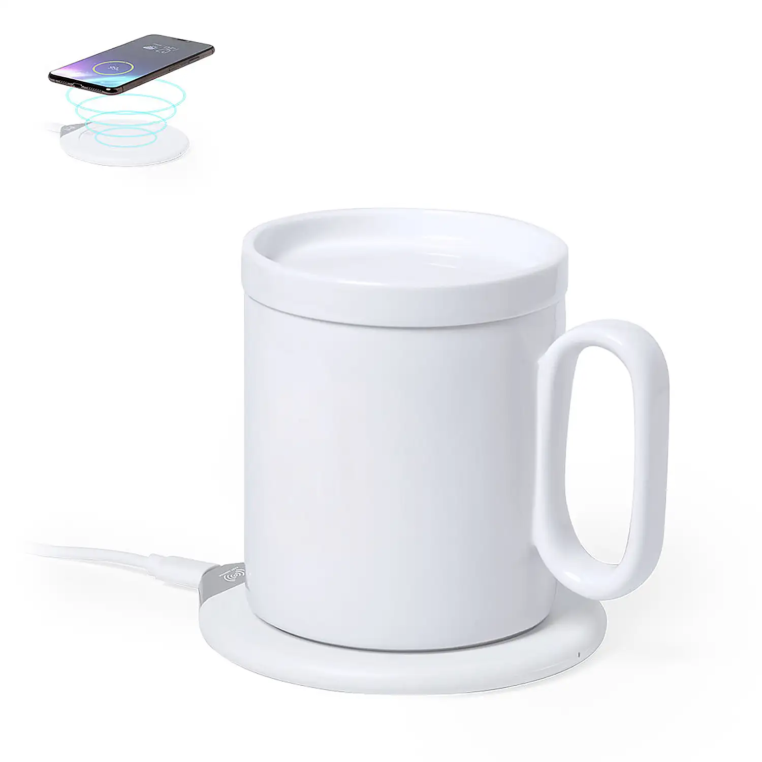 Calentador Tazas Cargador 350 ml. Inalámbrico 15W. Conexión USB