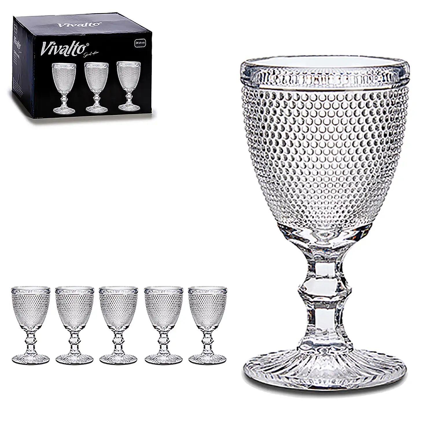 Set de 6 copas diamante para agua 24 cl. 
