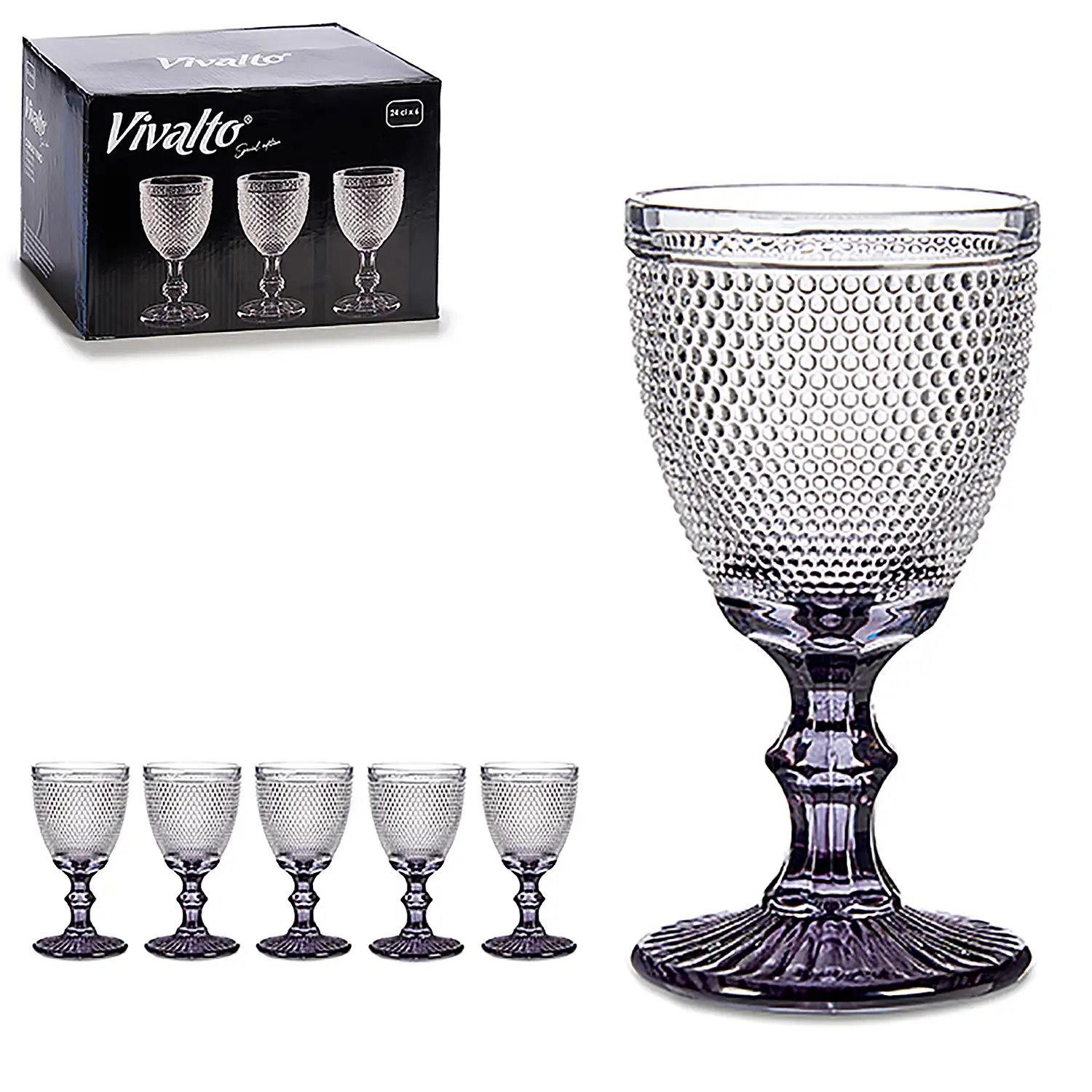 Set de 6 copas diamante para agua 24 cl. 