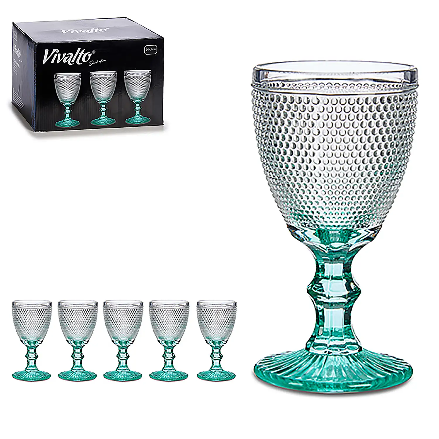 Set de 6 copas diamante para agua 24 cl. 