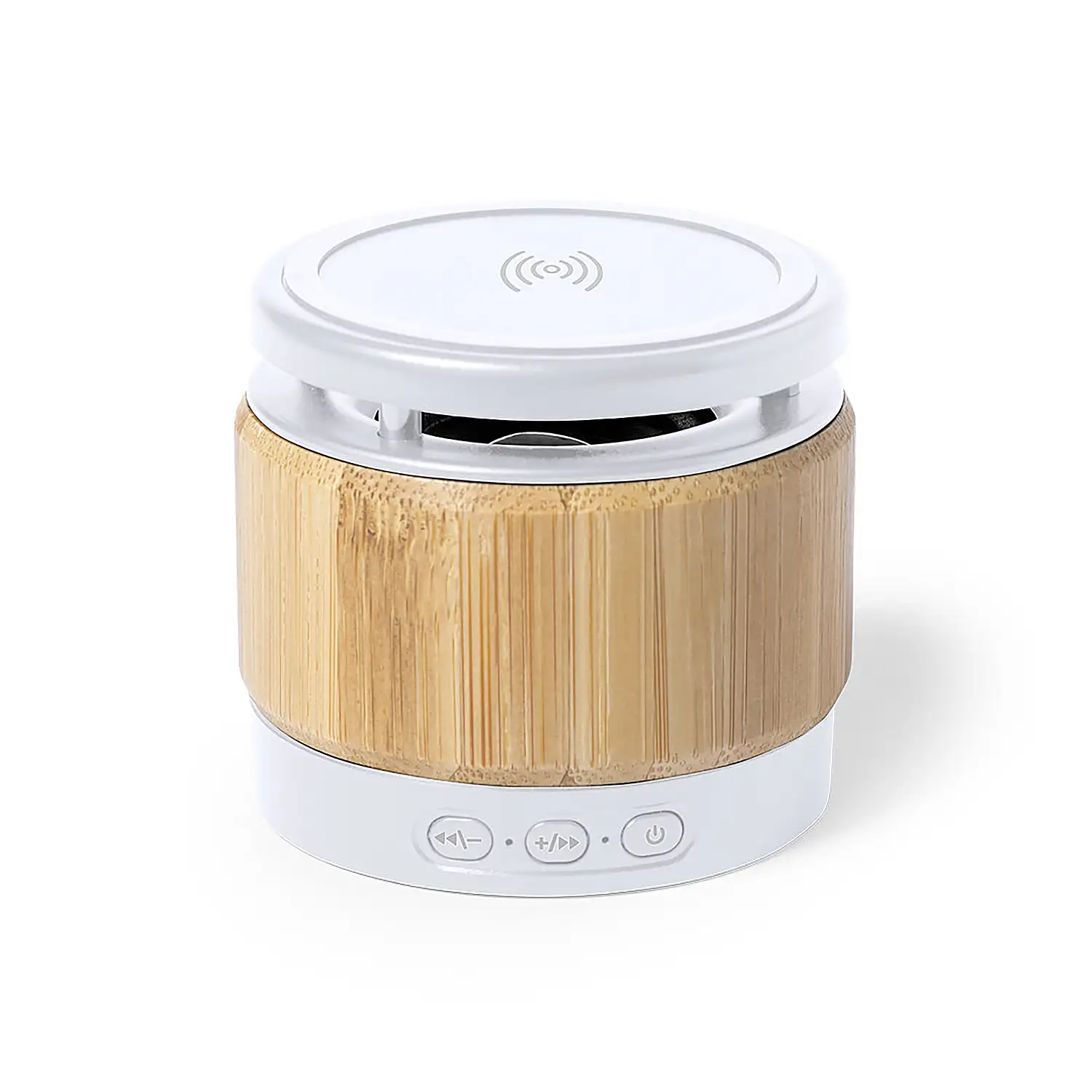 Altavoz Cargador Inalámbrico nature bambu 5W. Conexión Bluetooth. Potencia Sonido 3W. Batería 400 mAh