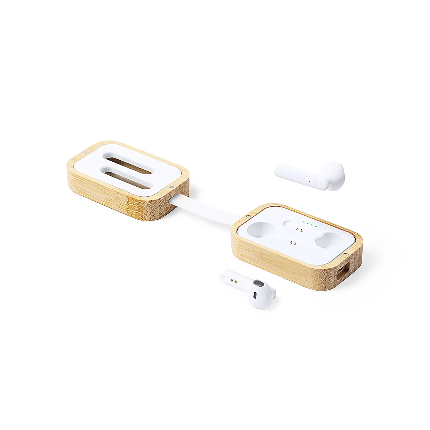Auricularesnature bambú bluetooth 5.0 . Batería 35 mAh/ Base Carga 400 mAh