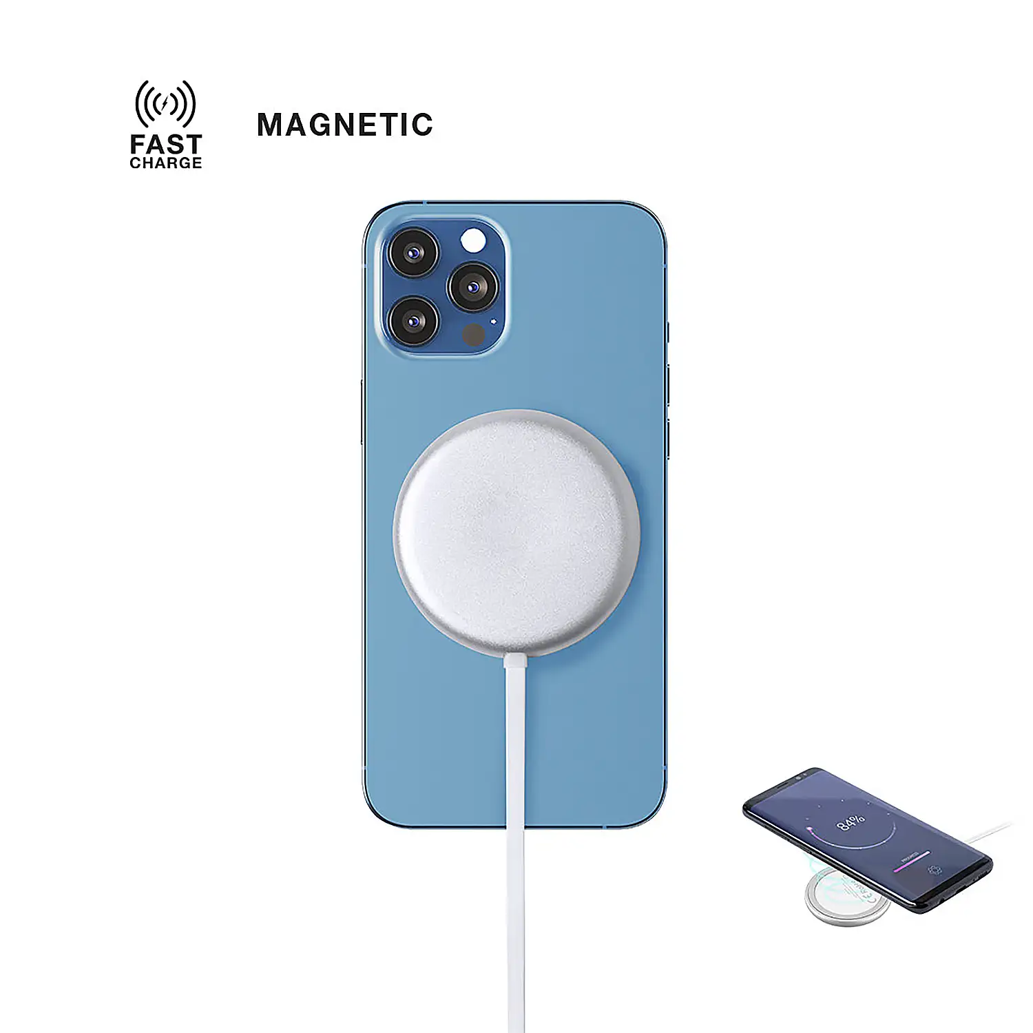 Cargador Inalámbrico 10W. Magnético aluminio carga rápida