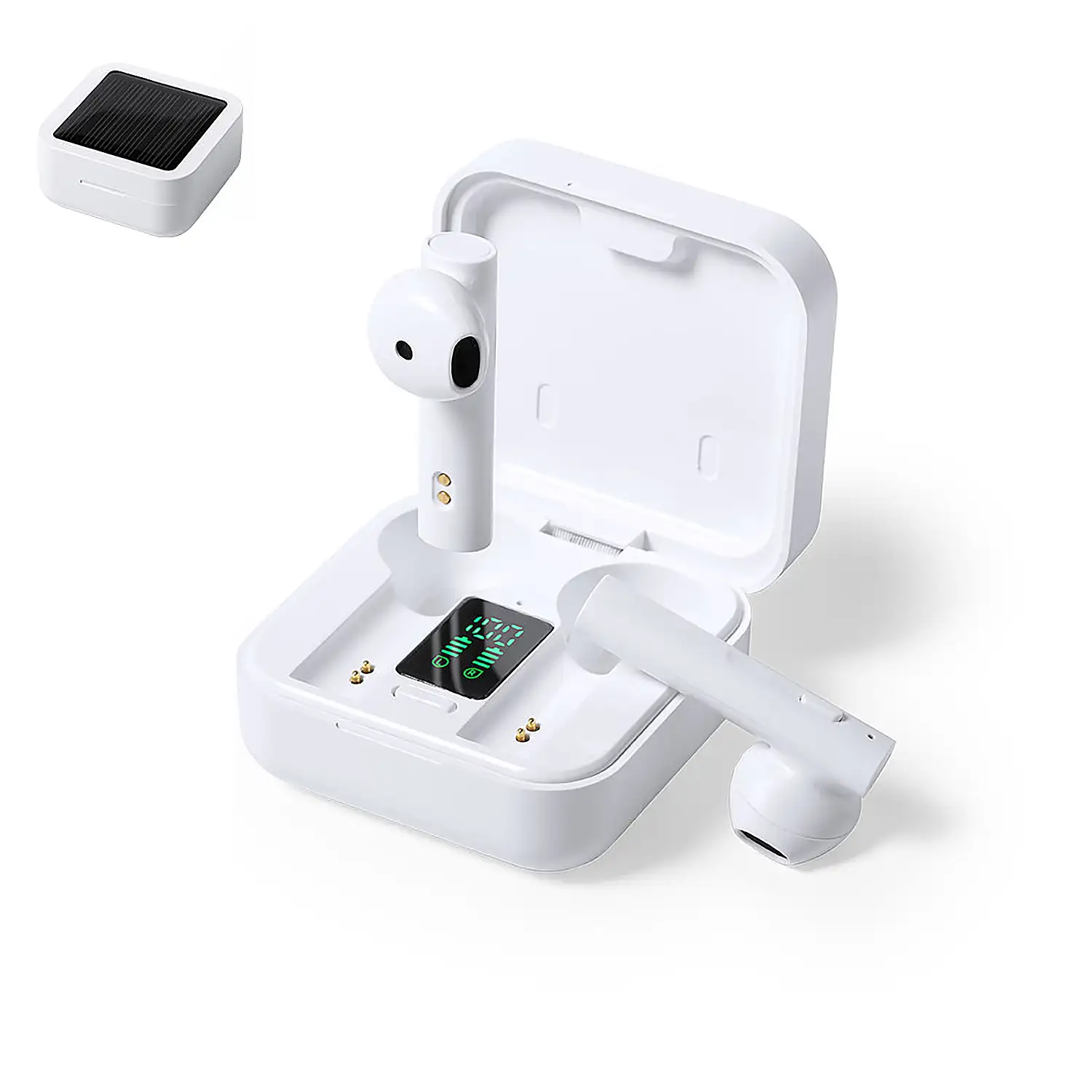 Auriculares Conexión Bluetooth. Carga Solar. Batería 40 mAh/ Base Carga 260 mAh