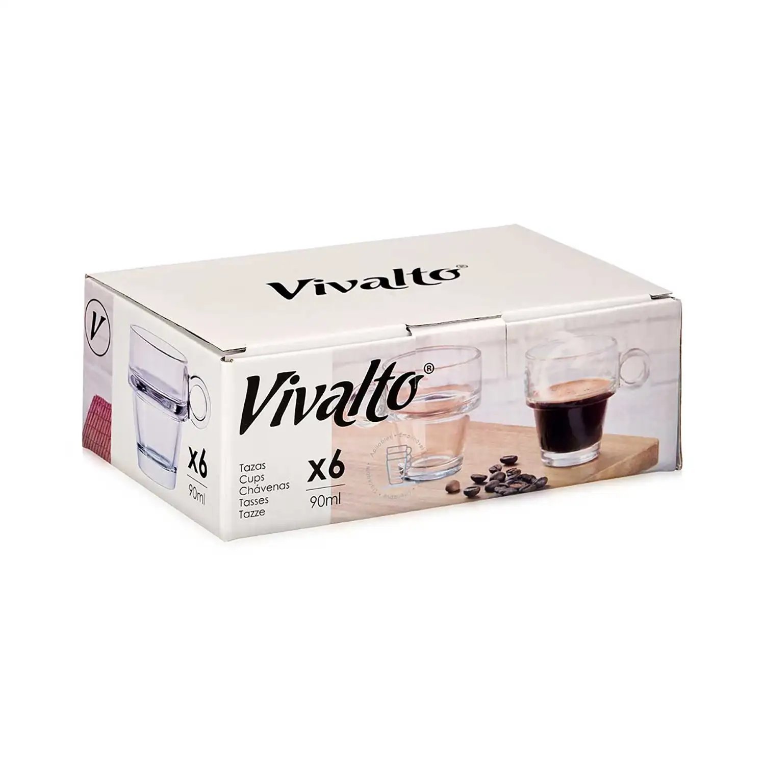 PACK 6 TAZAS CAFE APILABLE 90ML