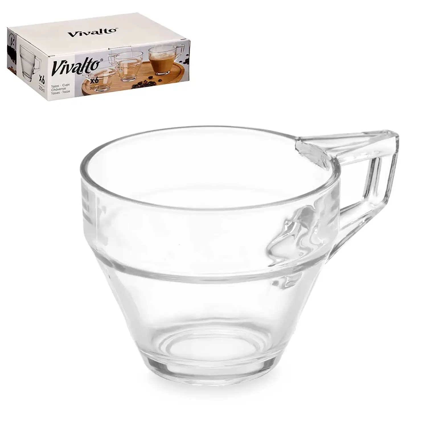 PACK 6 TAZAS CAFE CON LECHE 200ML