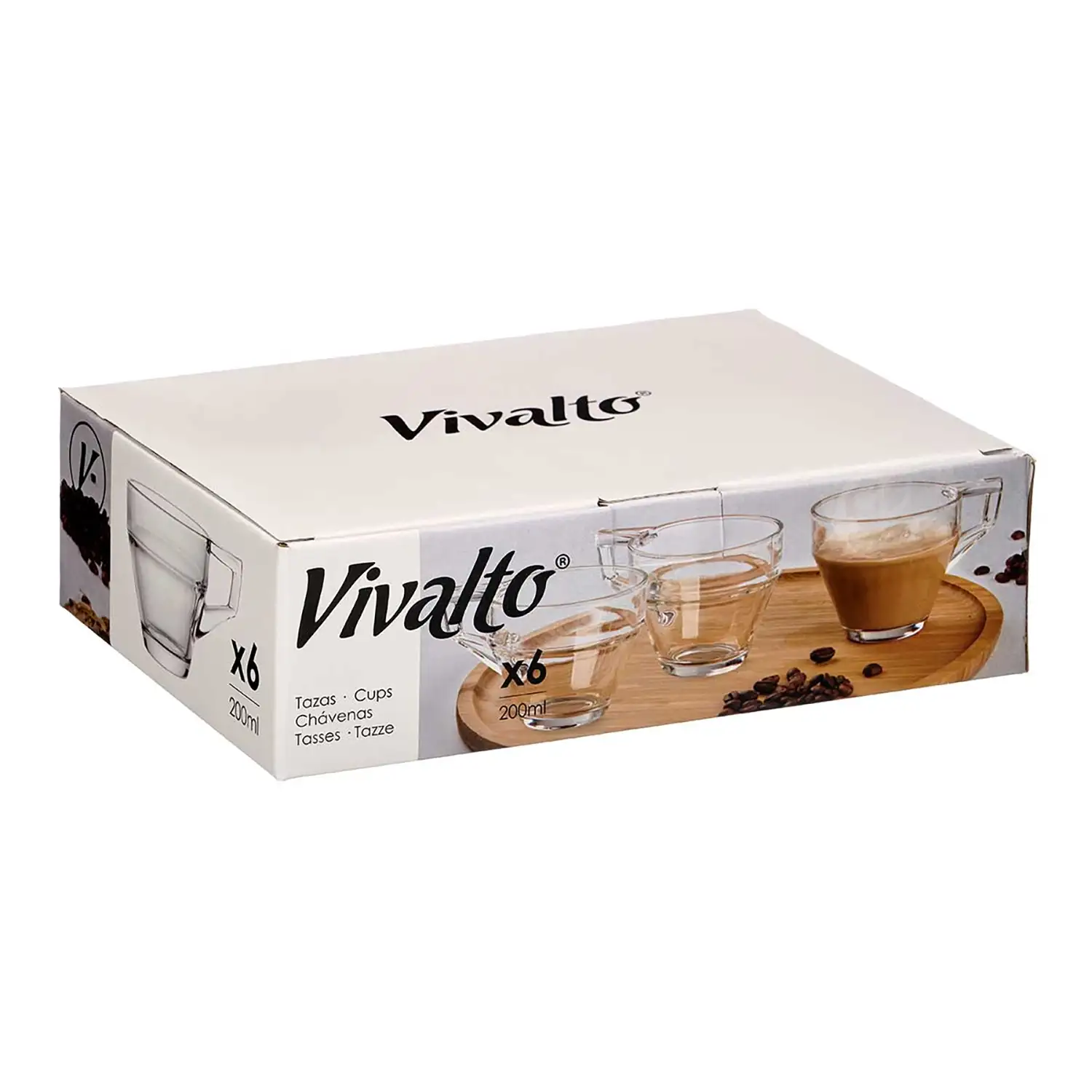 PACK 6 TAZAS CAFE CON LECHE 200ML
