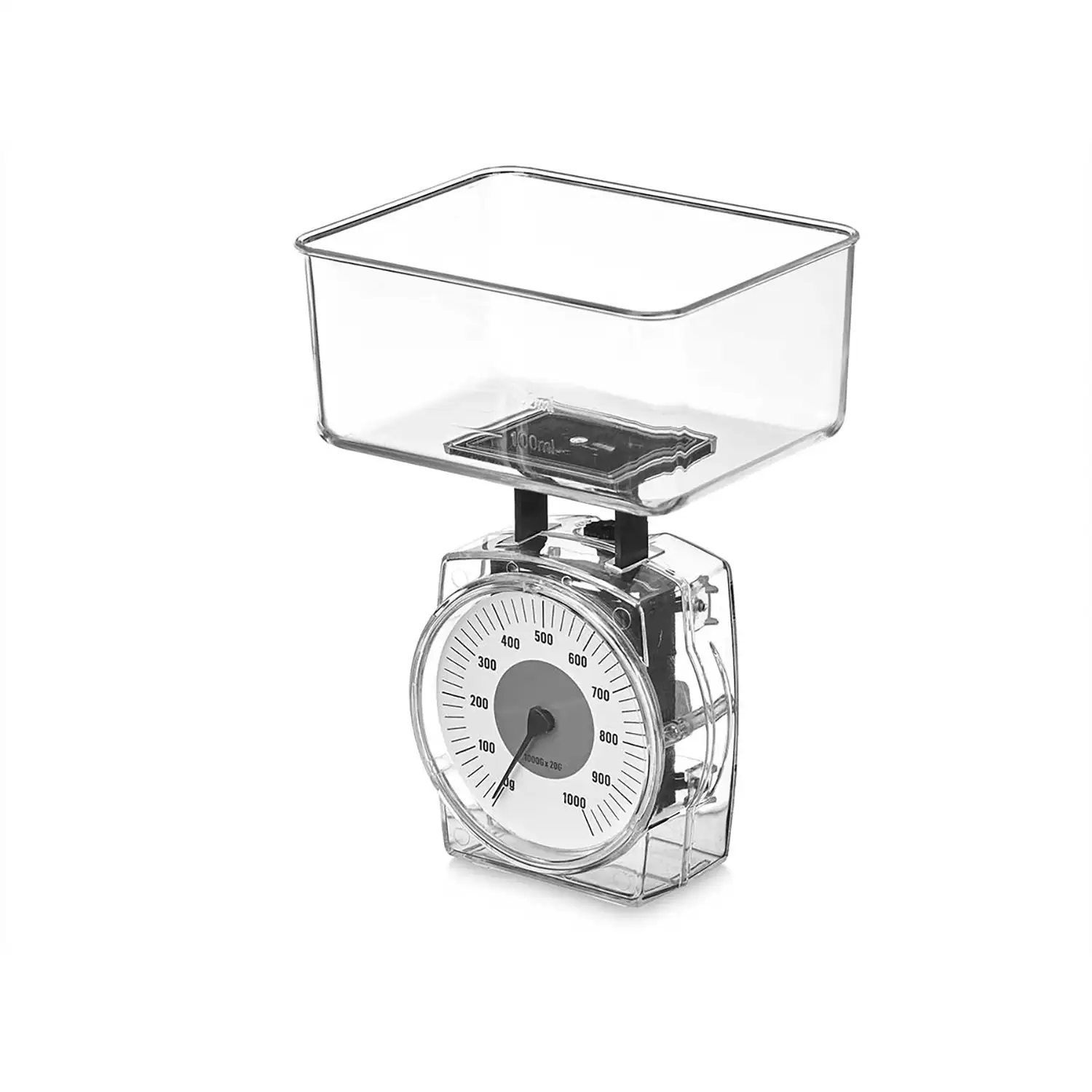 BASCULA 1KG RECIPIENTE 400ML RECTANGULAR TRANSPARENTE