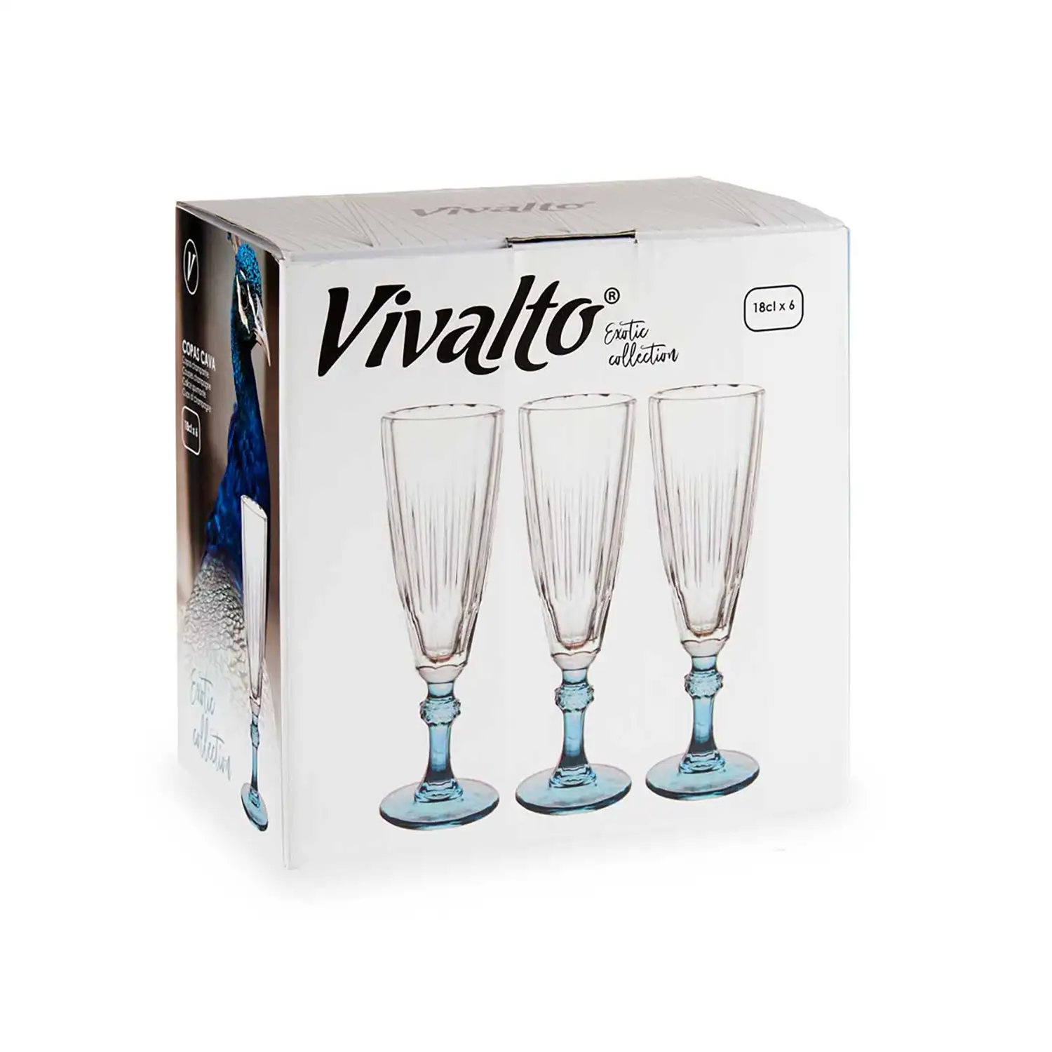 PACK 6 COPAS CAVA COLOR AZUL 170ML
