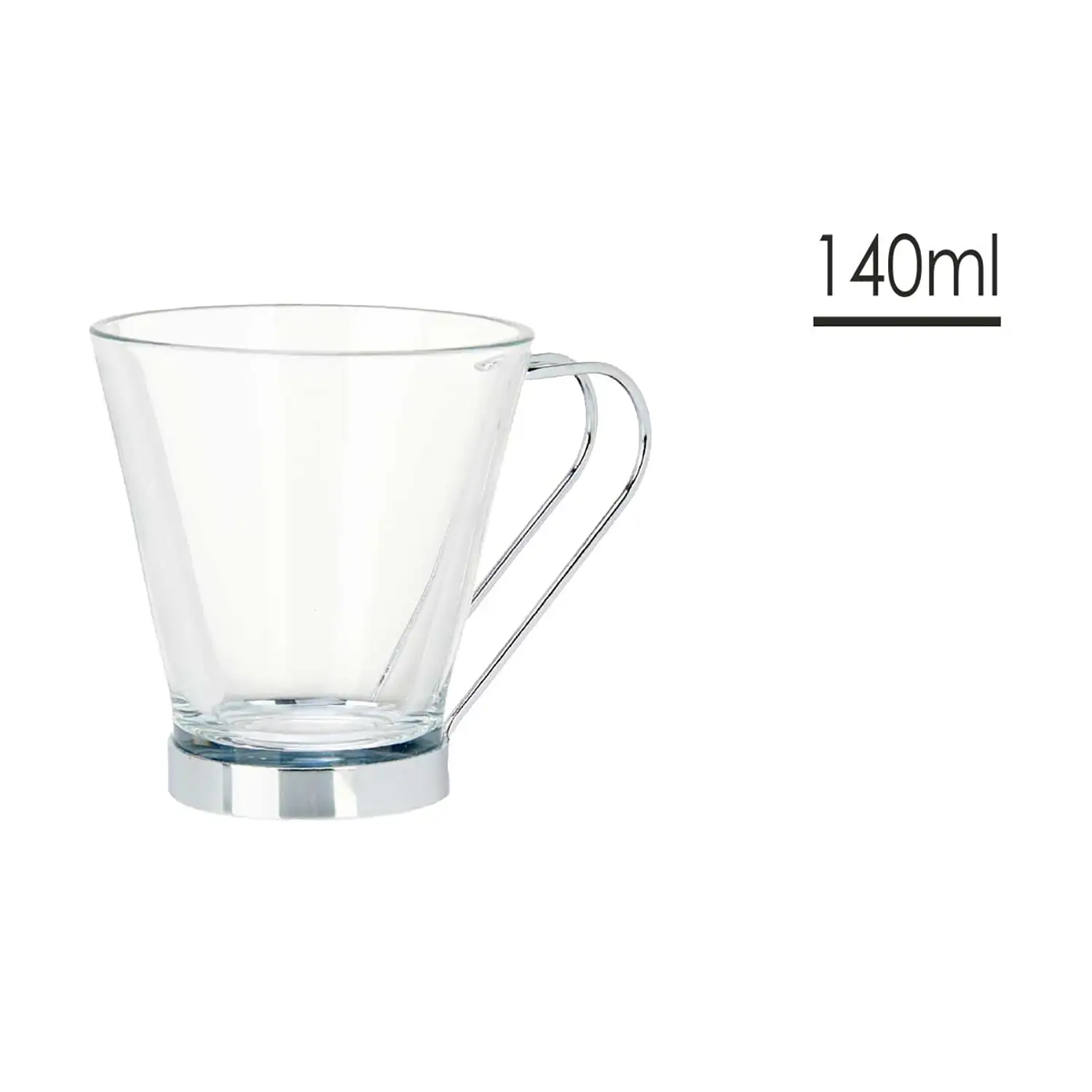 PACK 6 TAZAS VIDRIO CON ASA METAL 140 ML CORTADO