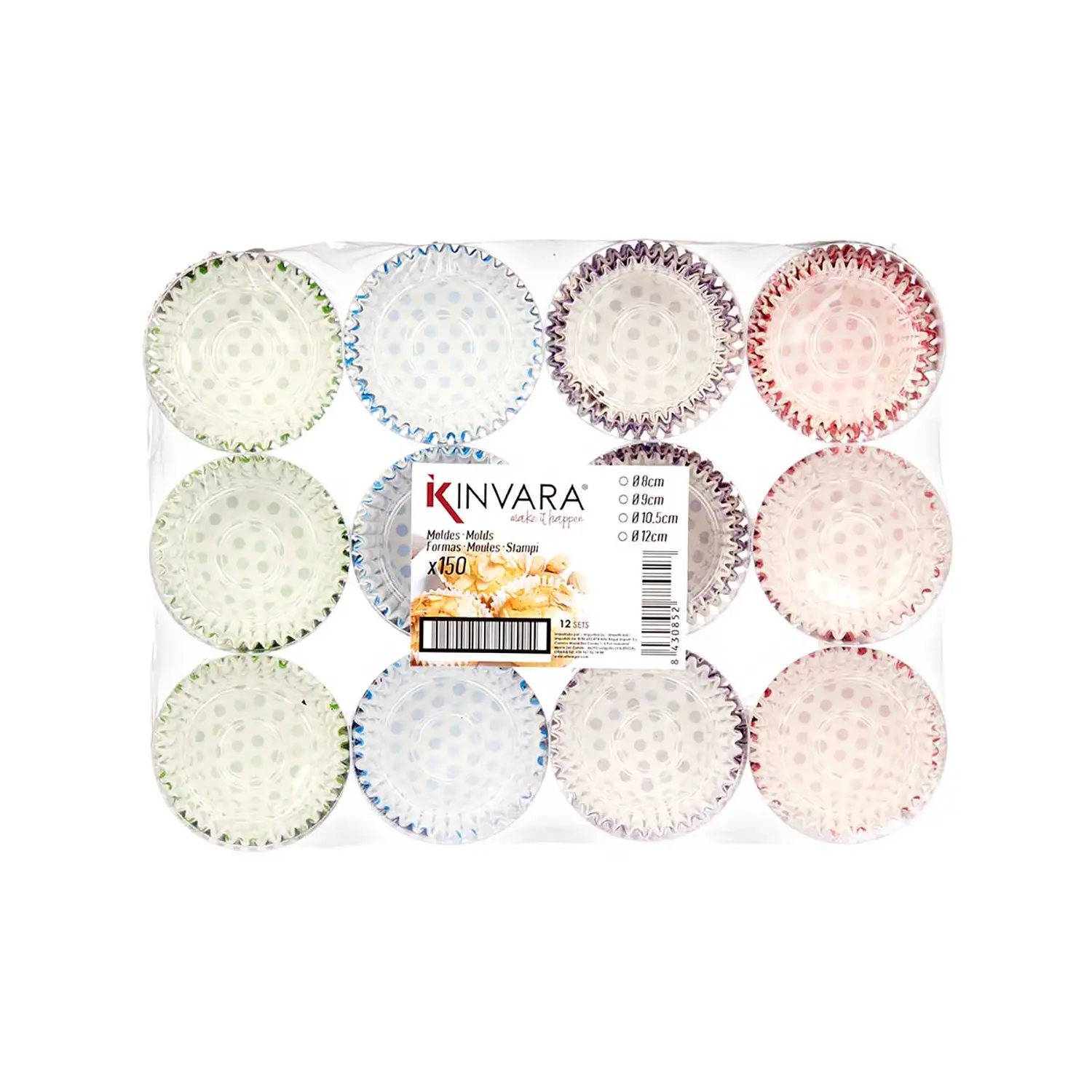 SET 150 MOLDES PAPEL PUNTOS 12CM SURT 4
