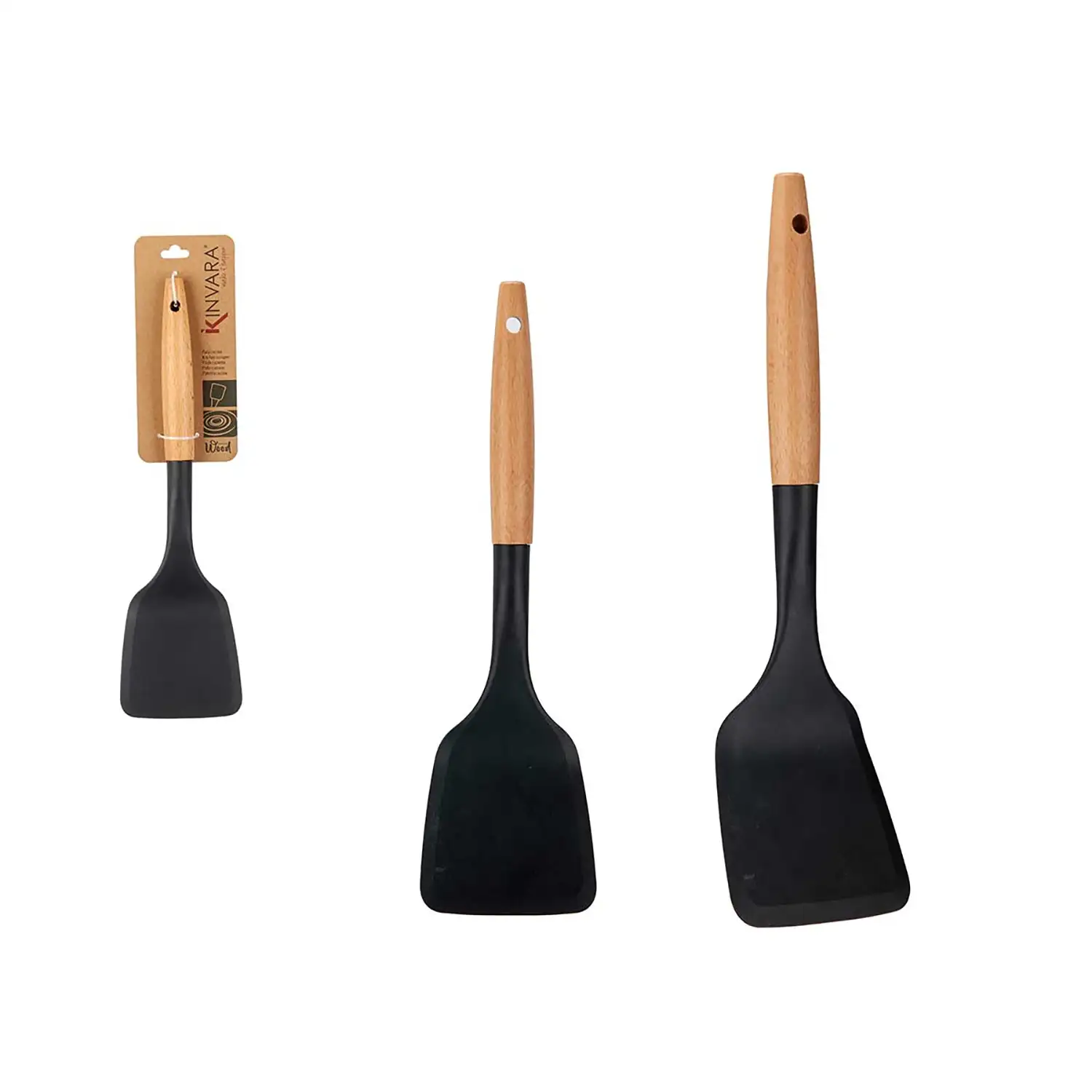 Pala para cocina con mango de madera.