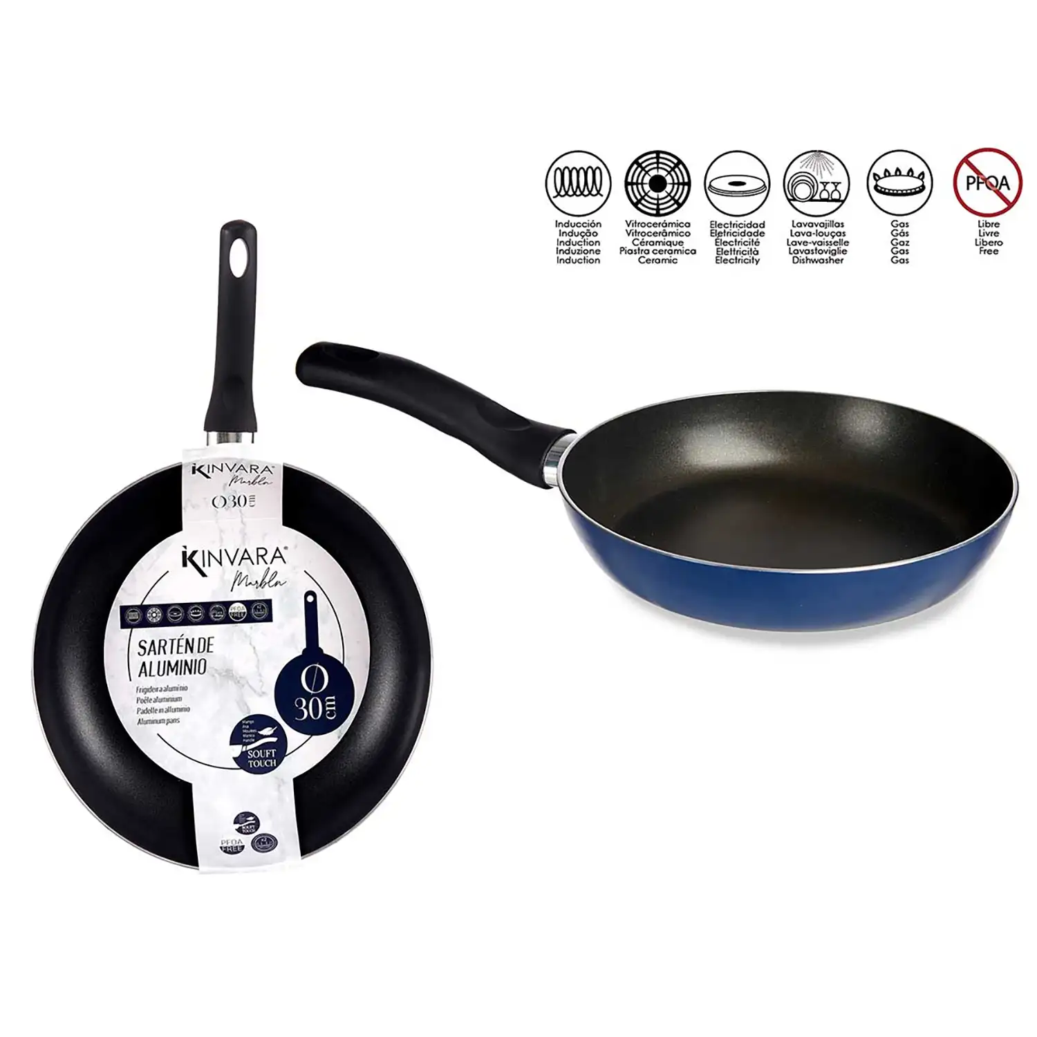 SARTEN ALUMINIO PRENSADO 30CM AZUL