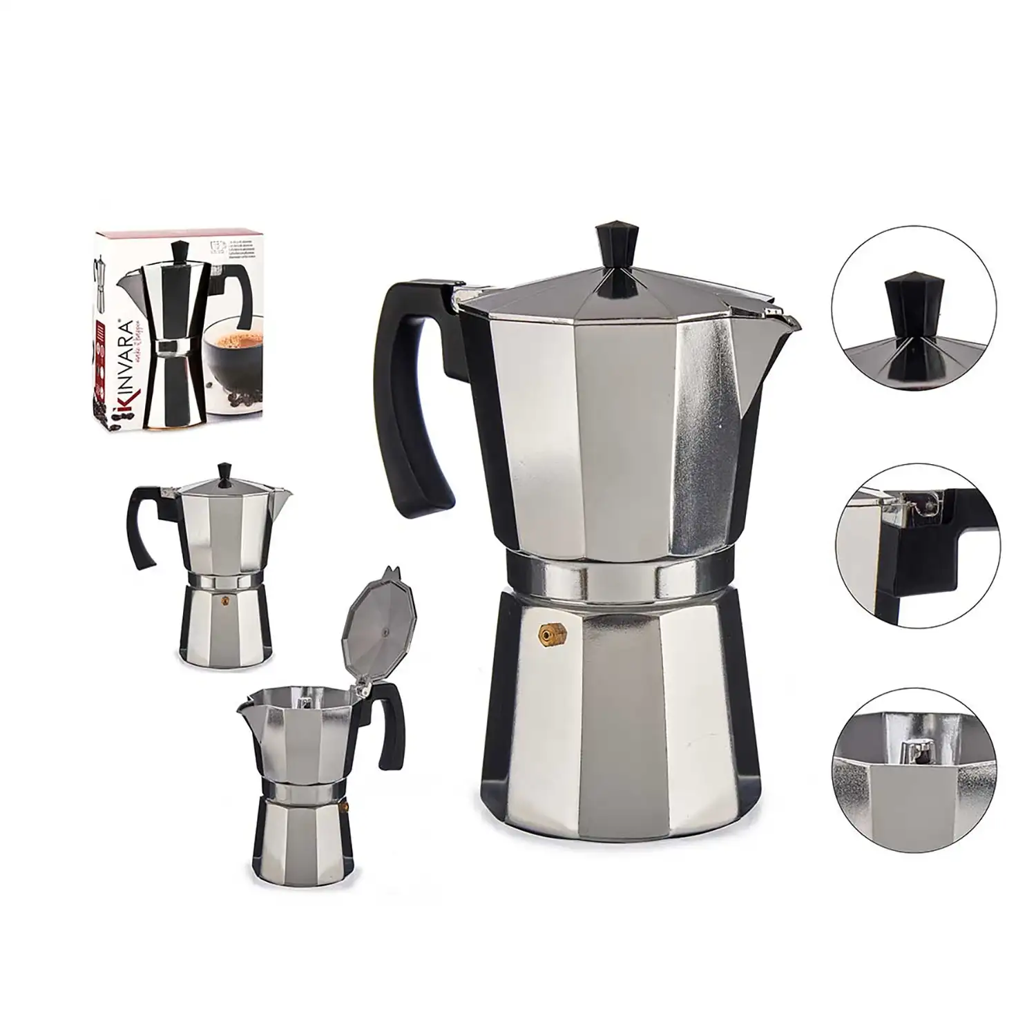 CAFETERA ALUMINIO 12 TAZAS CON ASA