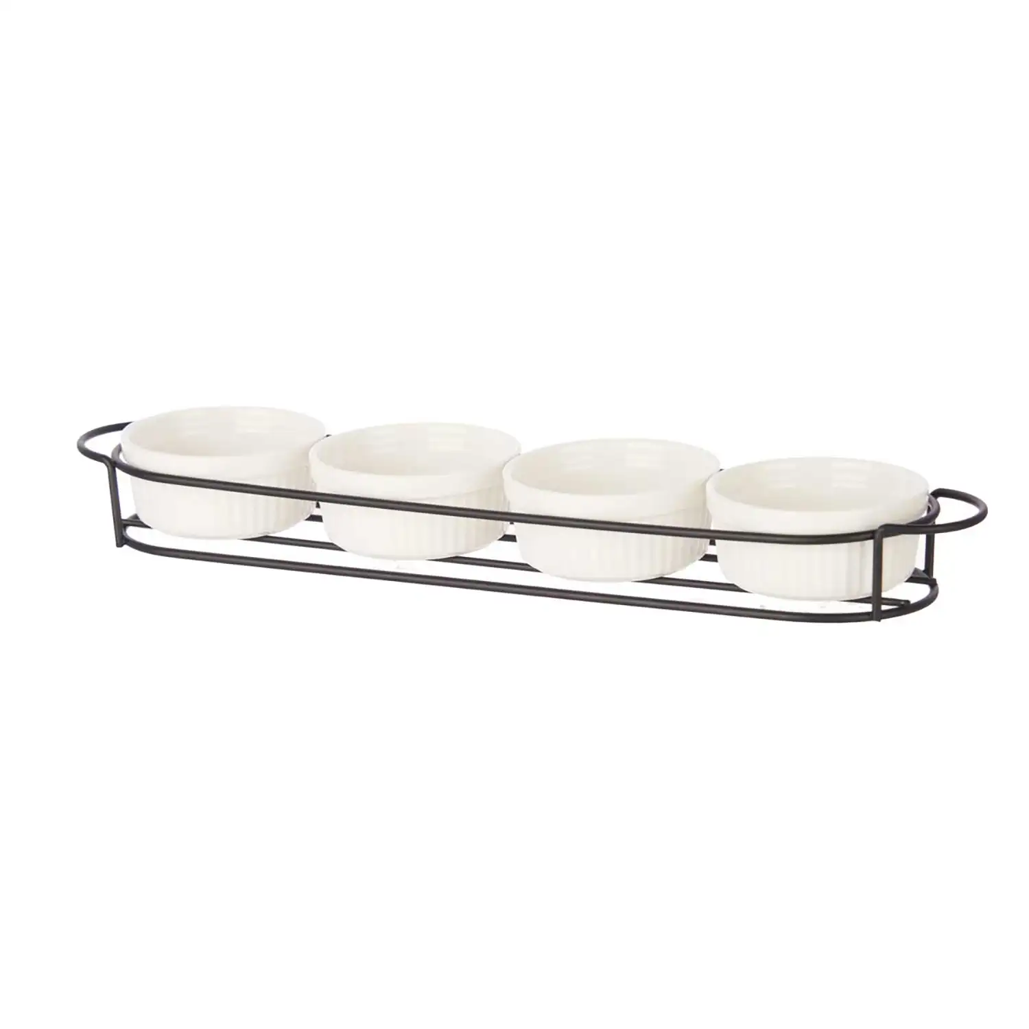SET 4 PZS APERITIVO CON SOPORTE PORCELANA