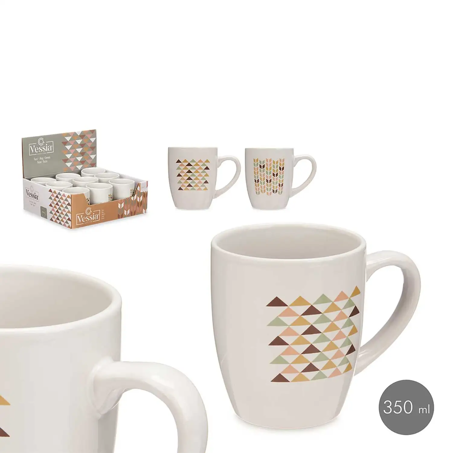 PACK 2 TAZAS PORCELANA 350 ML GEOMETRIC SURT 2 diseños