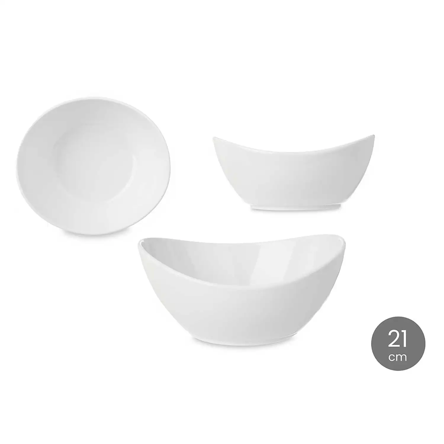 PACK 4 BOWLS OVALADOS PORCELANA 21 CM