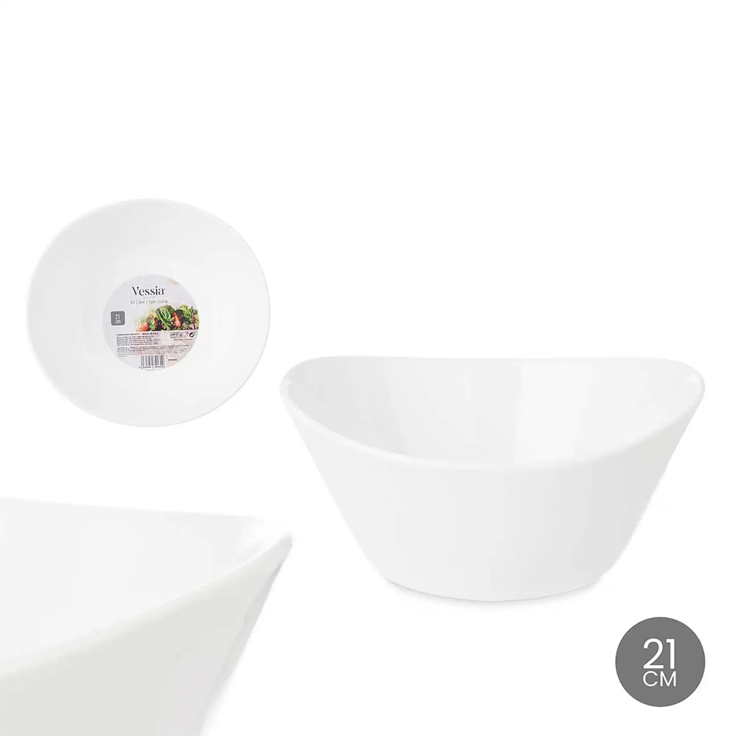 PACK 3 BOWLS PORCELANA CON FORMA 21 CM