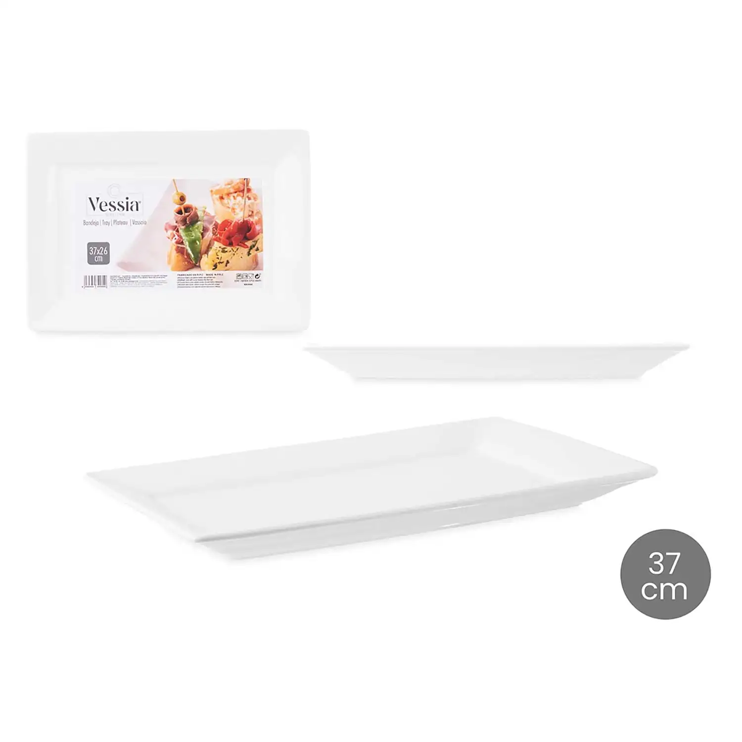 BANDEJA RECTANGULAR PORCELANA 37 CM
