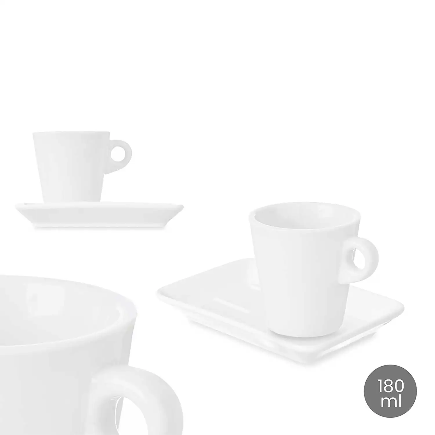 PACK 6 SETS TAZA + PLATO CAFE 180 ML