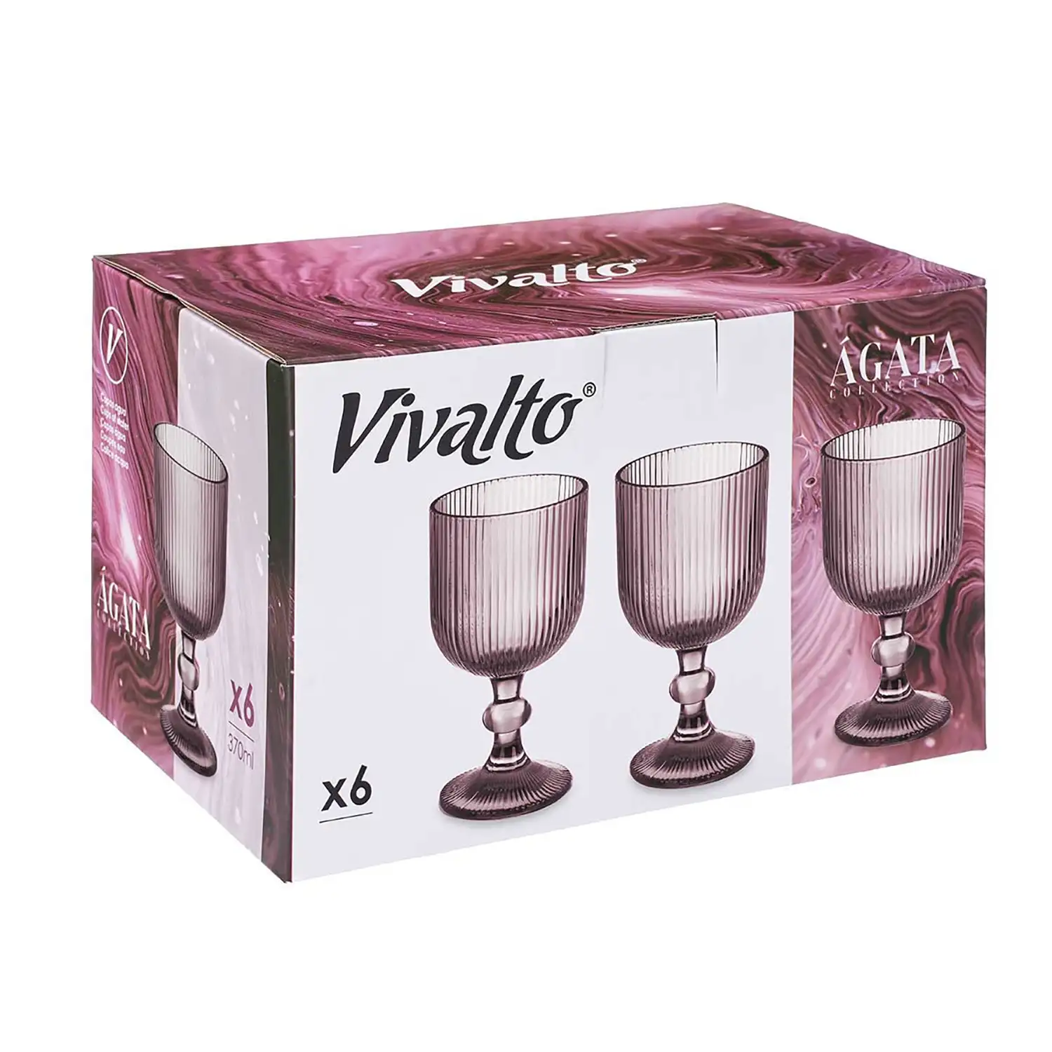 PACK 6 COPAS VINO 260ML ROSA RAYAS