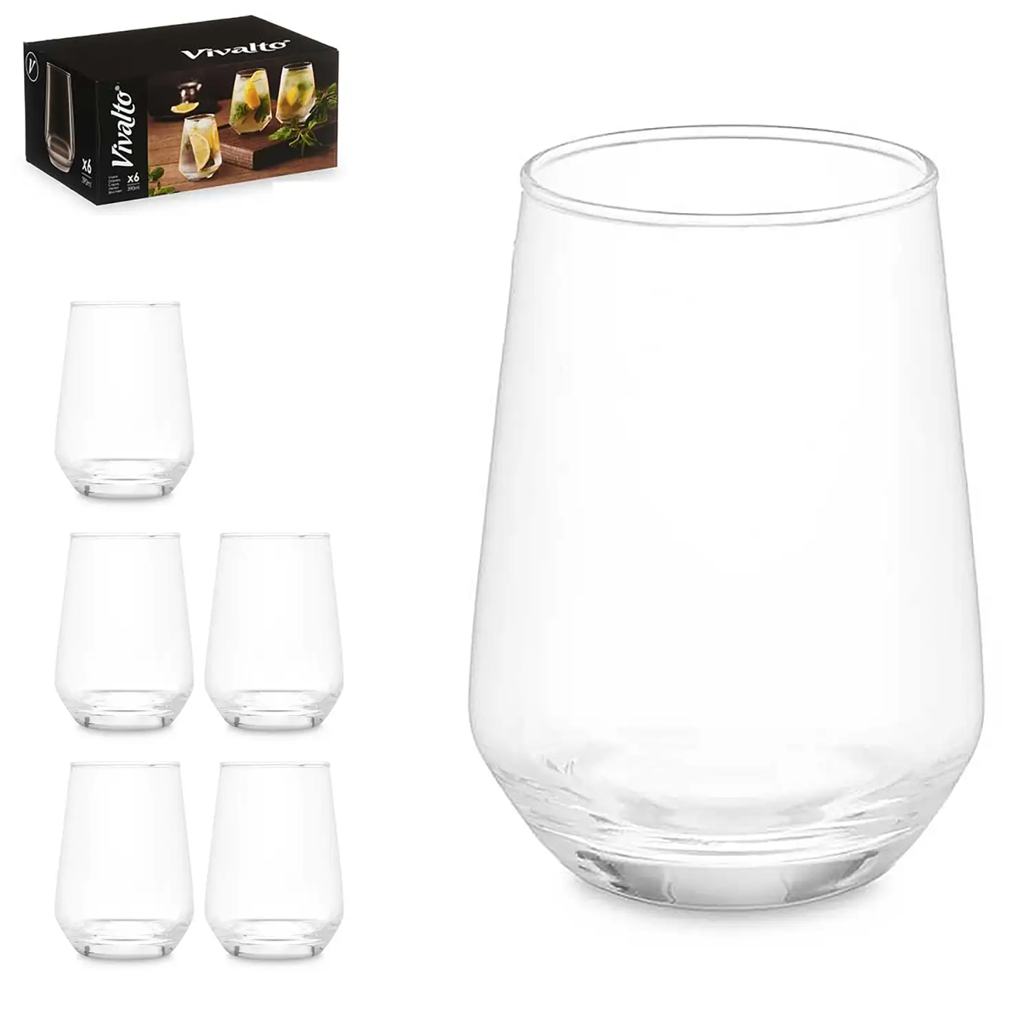 PACK 6 VASOS CONICO 390ML