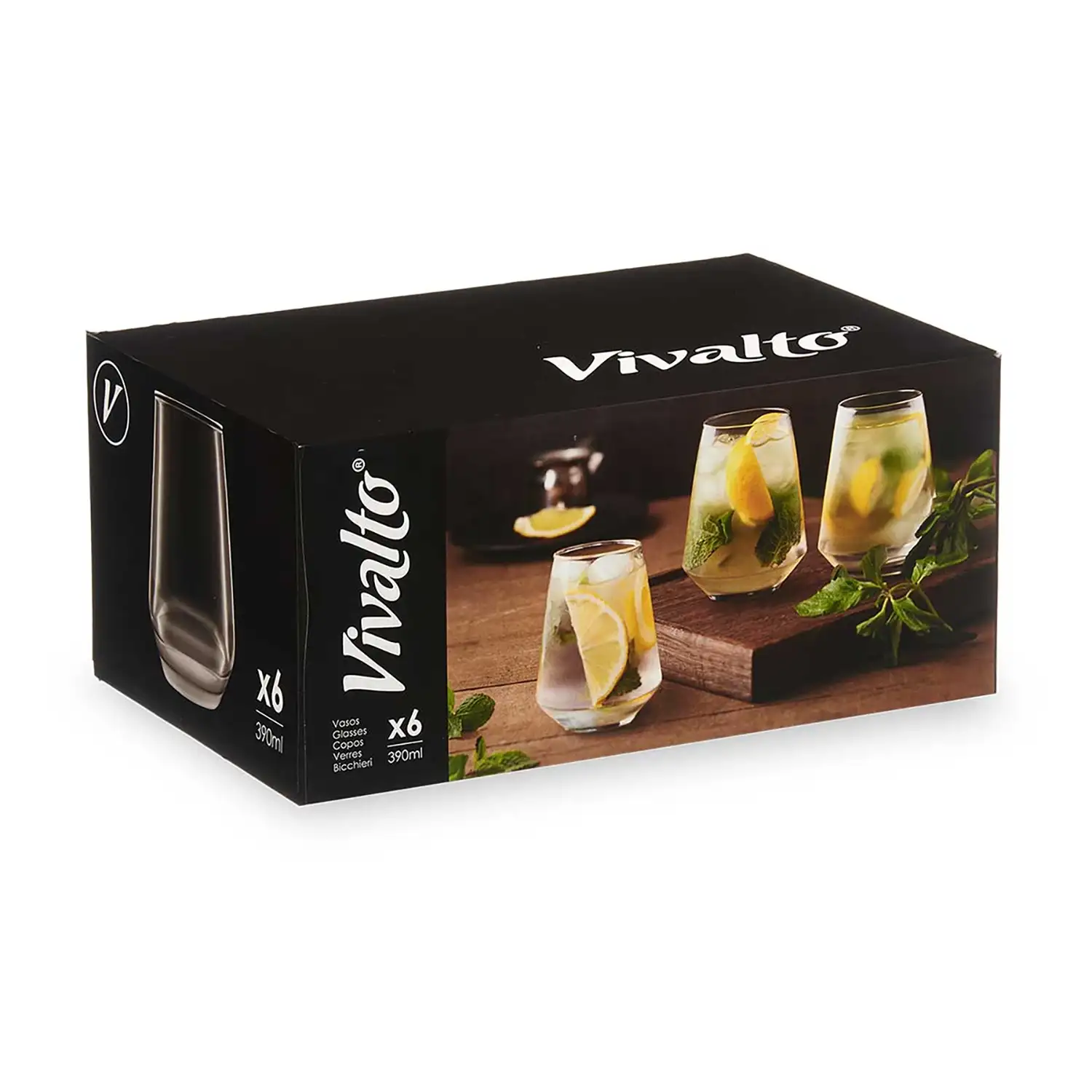 PACK 6 VASOS CONICO 390ML