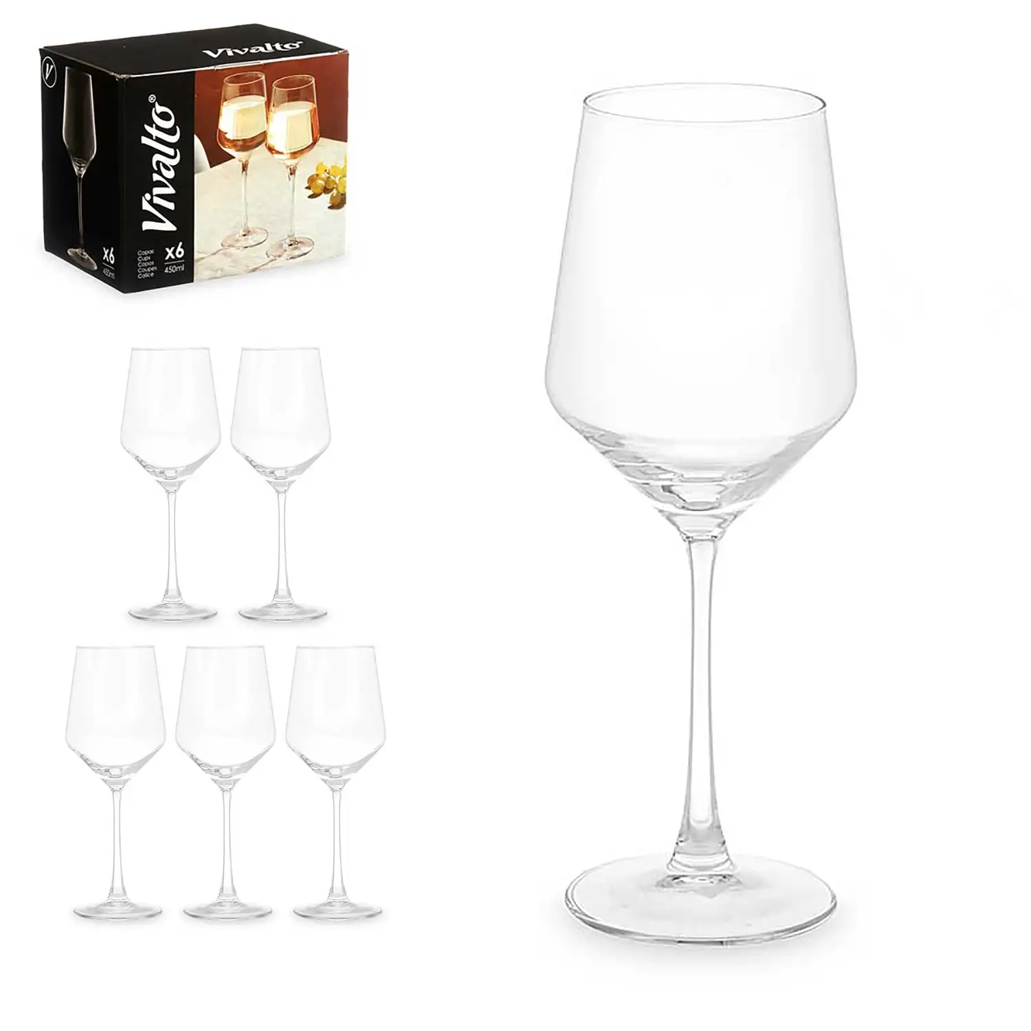 PACK 6 COPAS VINO CONICA 450ML