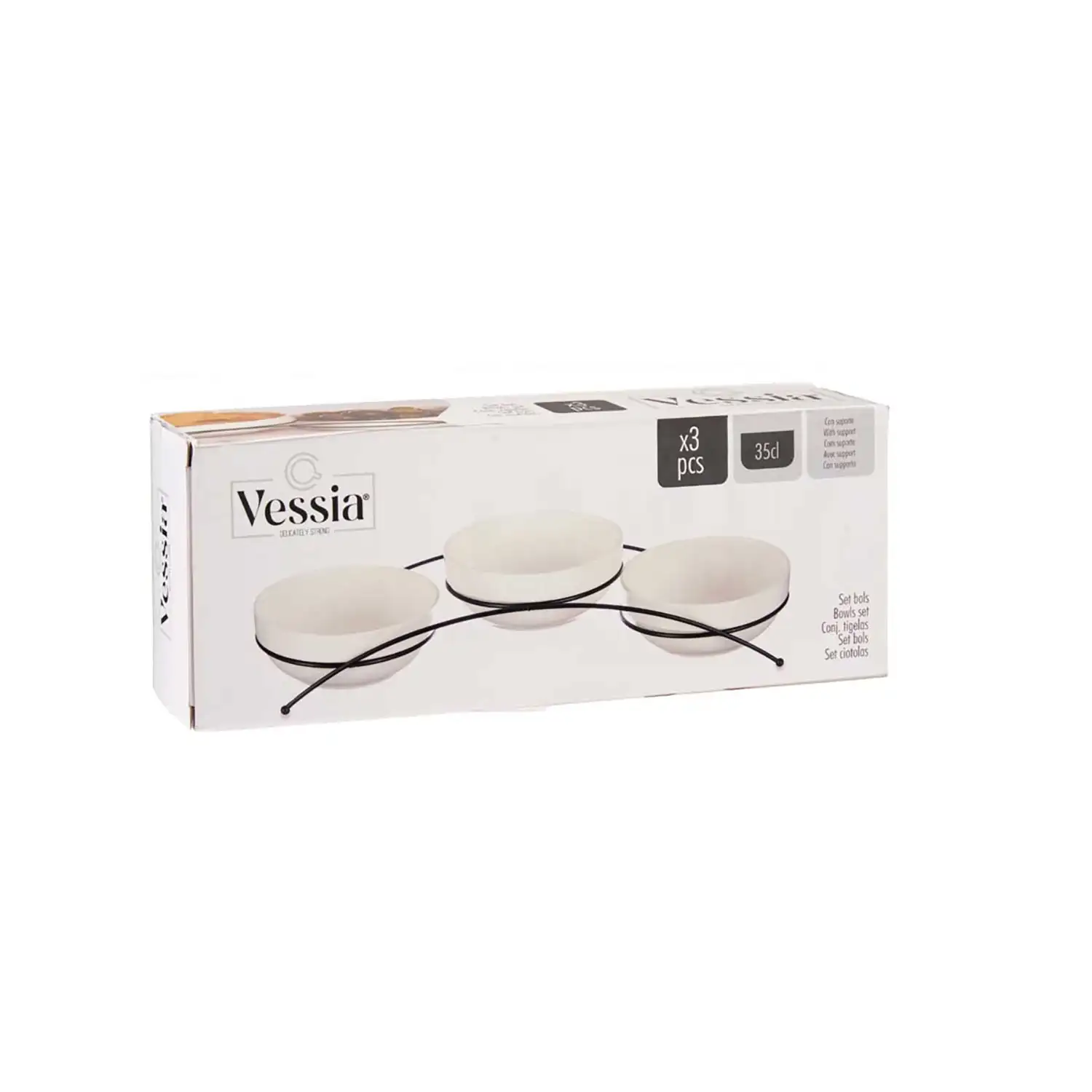 SET 3 BOLS PORCELANA BLANCA REDONDOS 350ML C SOPOR