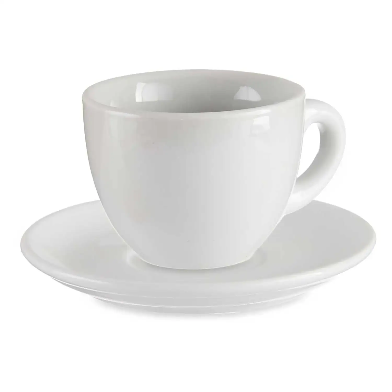 SET 6 TAZAS CAFE PORCELANA BLANCA C PLATO 150ML