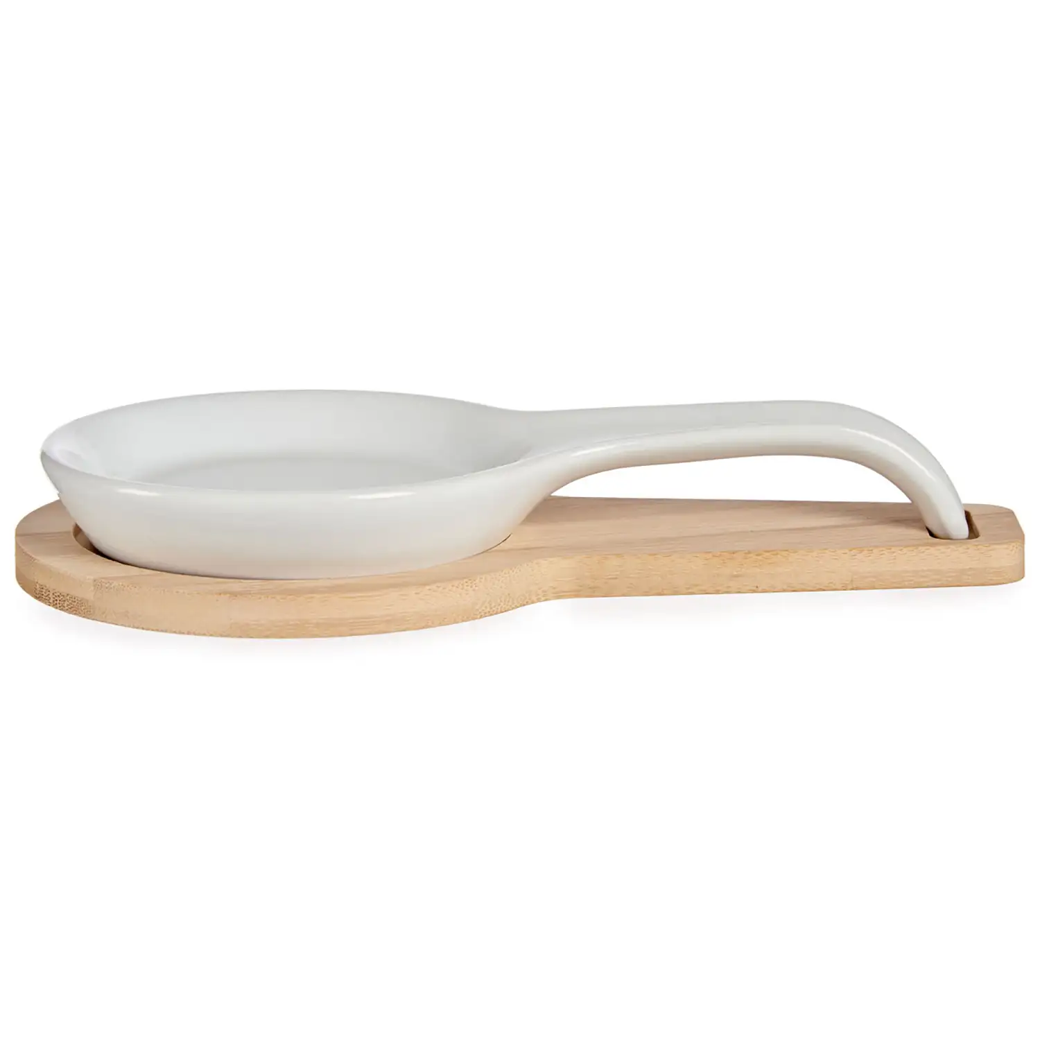 SOPORTE CUCHARA CERAMICA CON BASE BAMBU