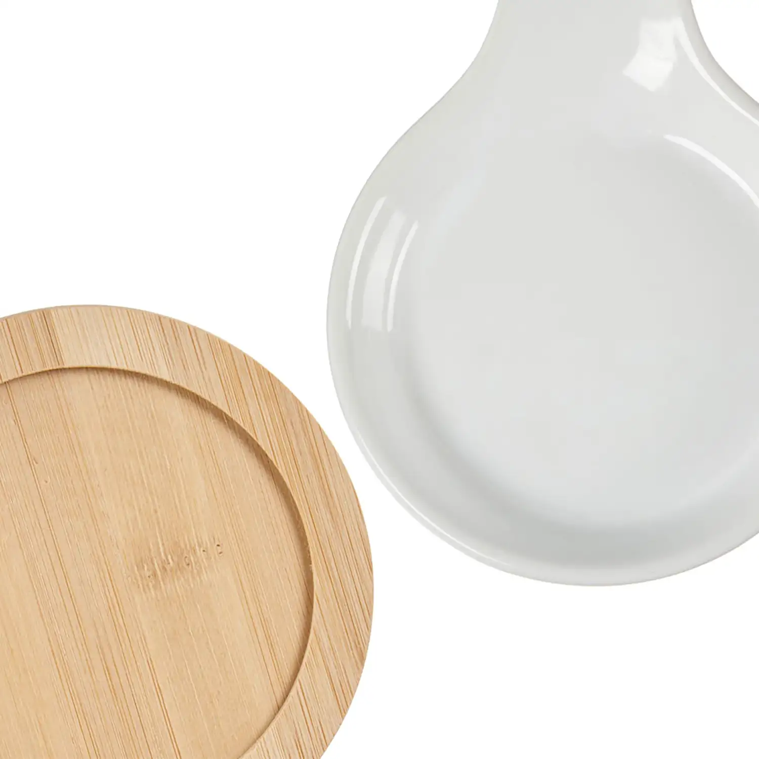 SOPORTE CUCHARA CERAMICA CON BASE BAMBU