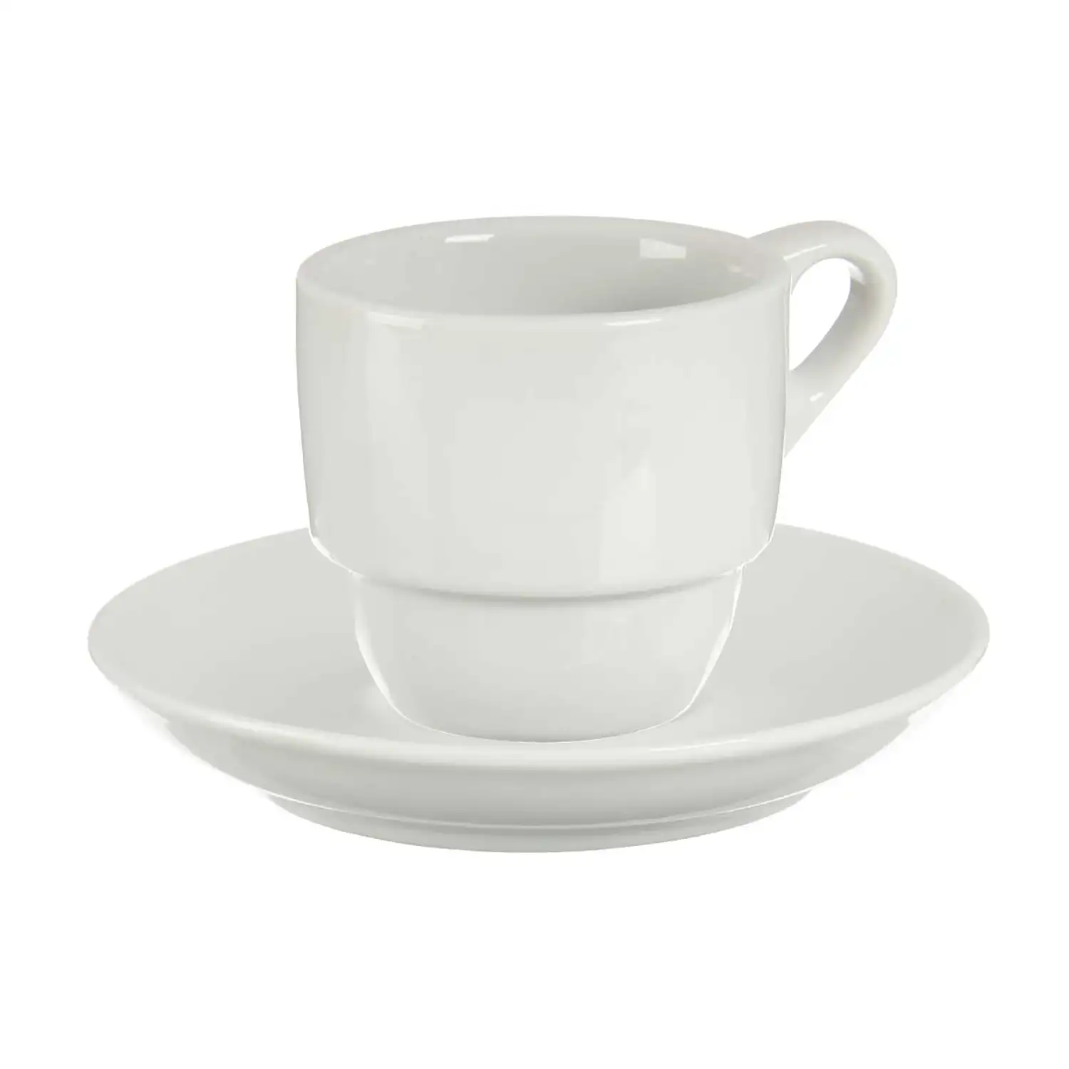 SET 6 TAZAS CAFE PORCELANA BLANCA CON PLATO 200ML
