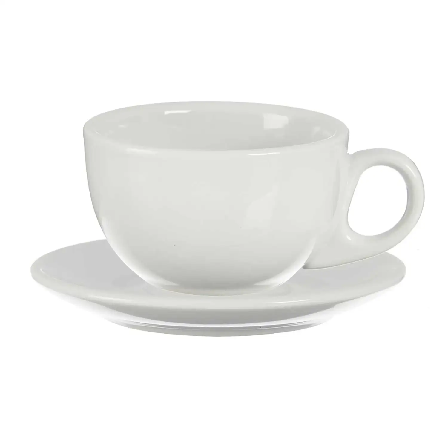 SET 6 TAZAS CAFE PORCELANA BLANCA CON PLATO 250ML
