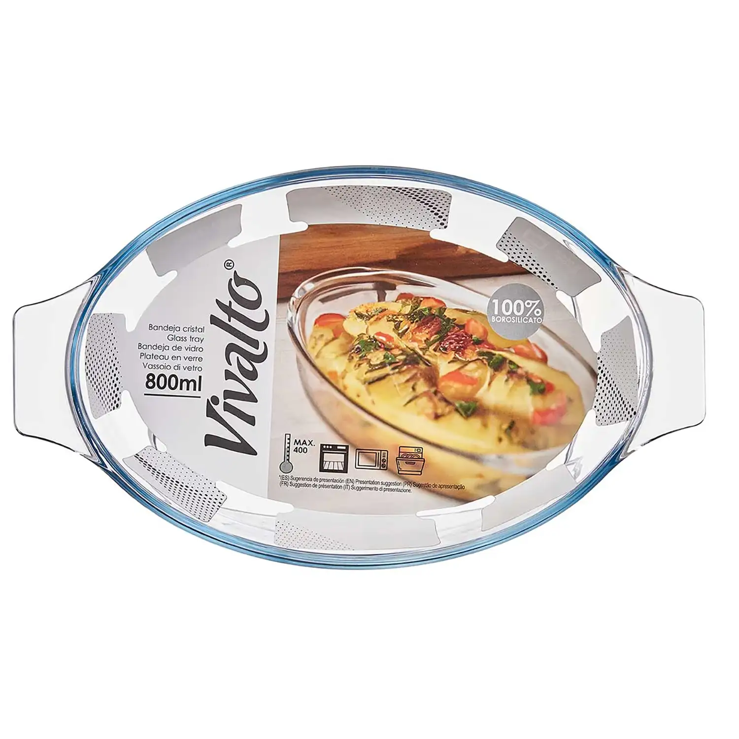 BANDEJA BOROSILICATO OVALADA ASAS 800ML