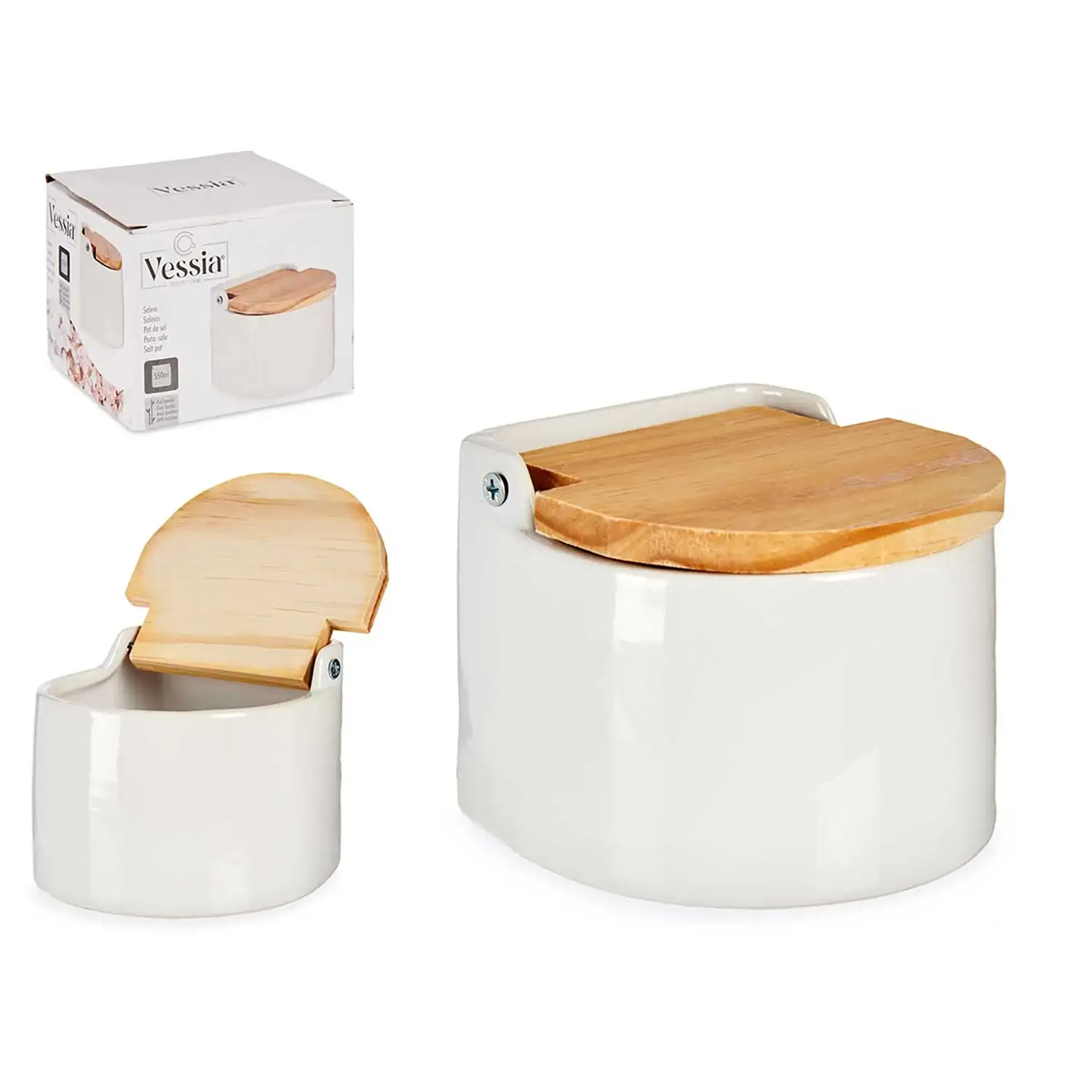 SALERO BLANCO SEMI CIRCULAR CON TAPA