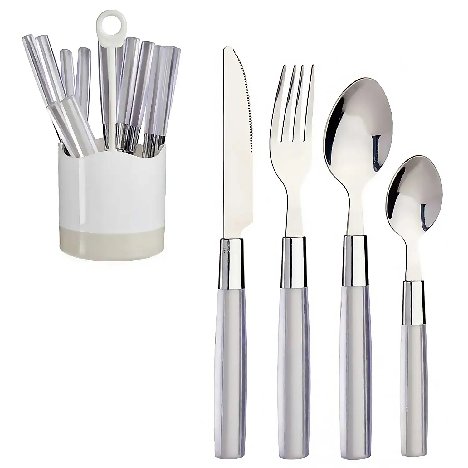 SET 16 CUBIERTOS ACERO INOXIDABLE MANGO PS GRIS