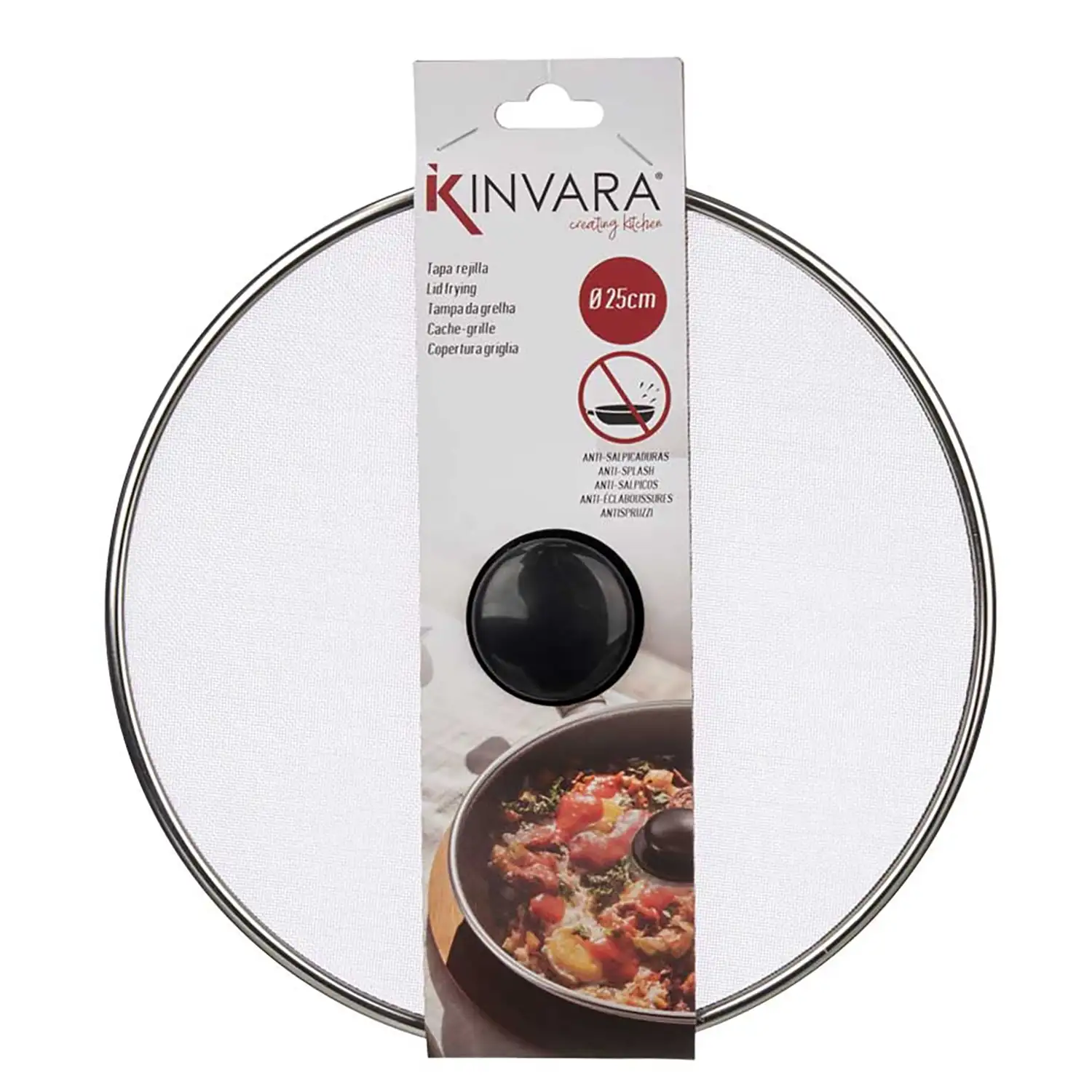 Tapa para sartén de acero con diseño de rejilla de 25cm.