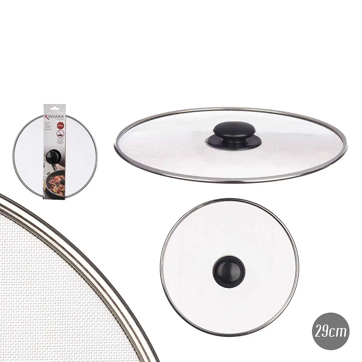Tapa para sartén de acero con diseño de rejilla de 29cm.