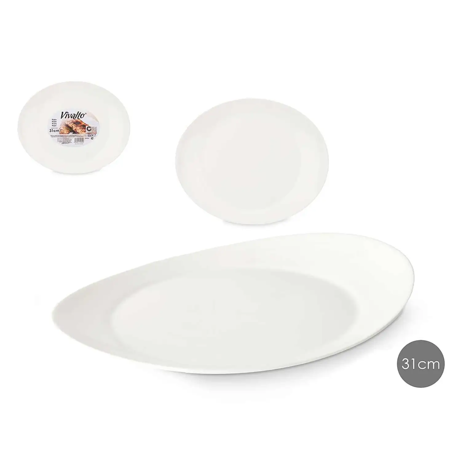 PACK 2 PLATOS CARNE OPAL OVALADO 31CM