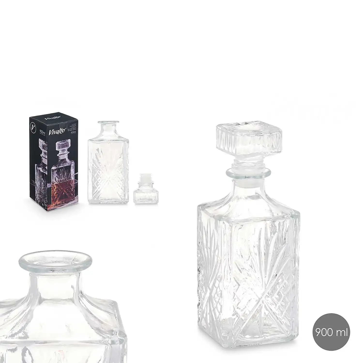 LICORERA TALLADA ROMBOS 900ML