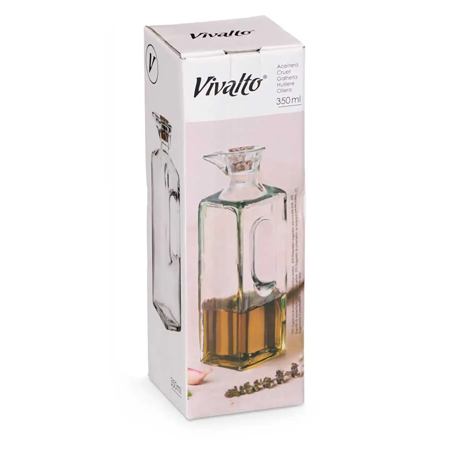 ACEITERA CUADRADA ASA TAPON CORCHO 330 ML