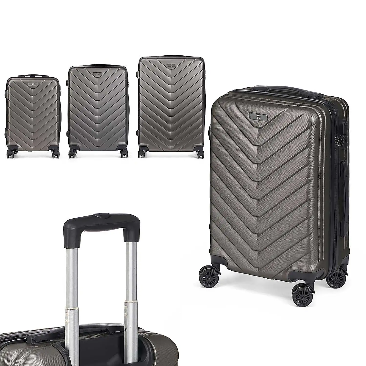Set de 3 maletas trolley de ABS, ligeras y resistentes. Diseño escamas.