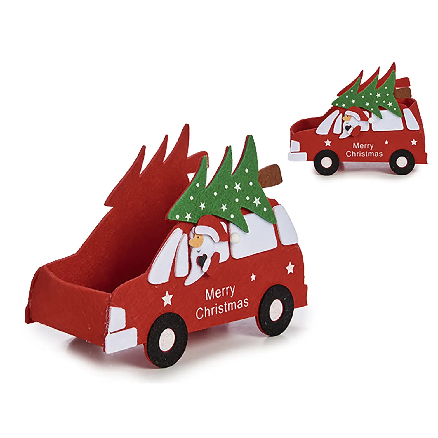 Cesta diseño coche, decoración de navidad