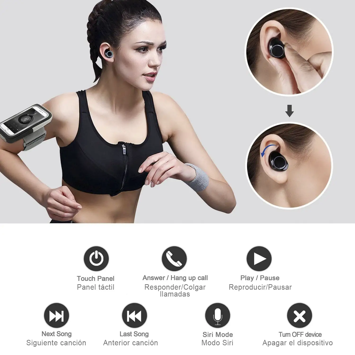 Auriculares In-Ear Bluetooth stereo X9 con base de carga de 800mAh