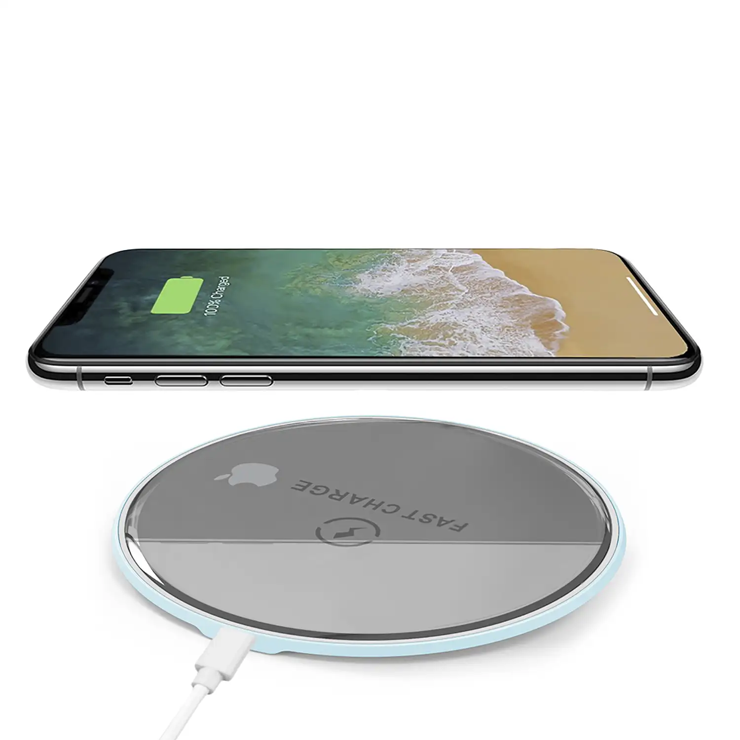 Cargador inalámbrico Qi compatible con carga rápida Fast Charge para iPhone, Samsung y Smartphones