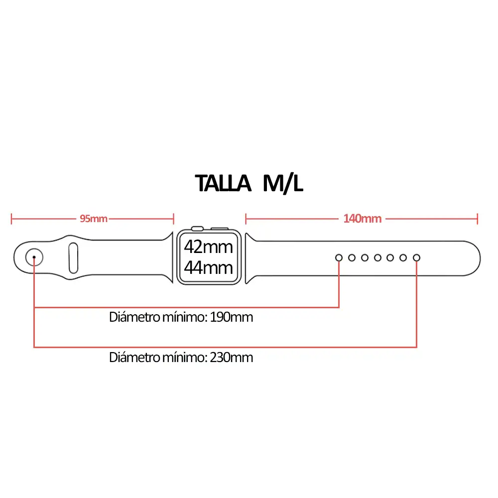 Correa deportiva de silicona Compatible con iWatch de: 42/44/45/49mm Talla M/L