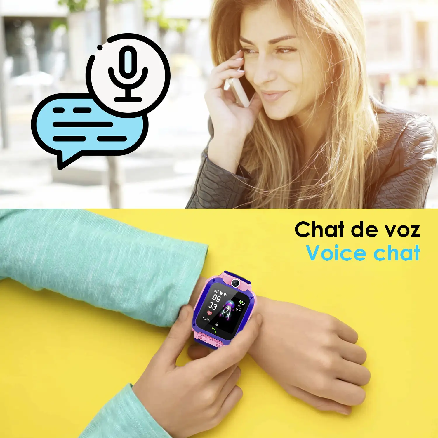 Smartwatch LBS especial para niños, con función de rastreo, llamadas SOS y recepción de llamada.